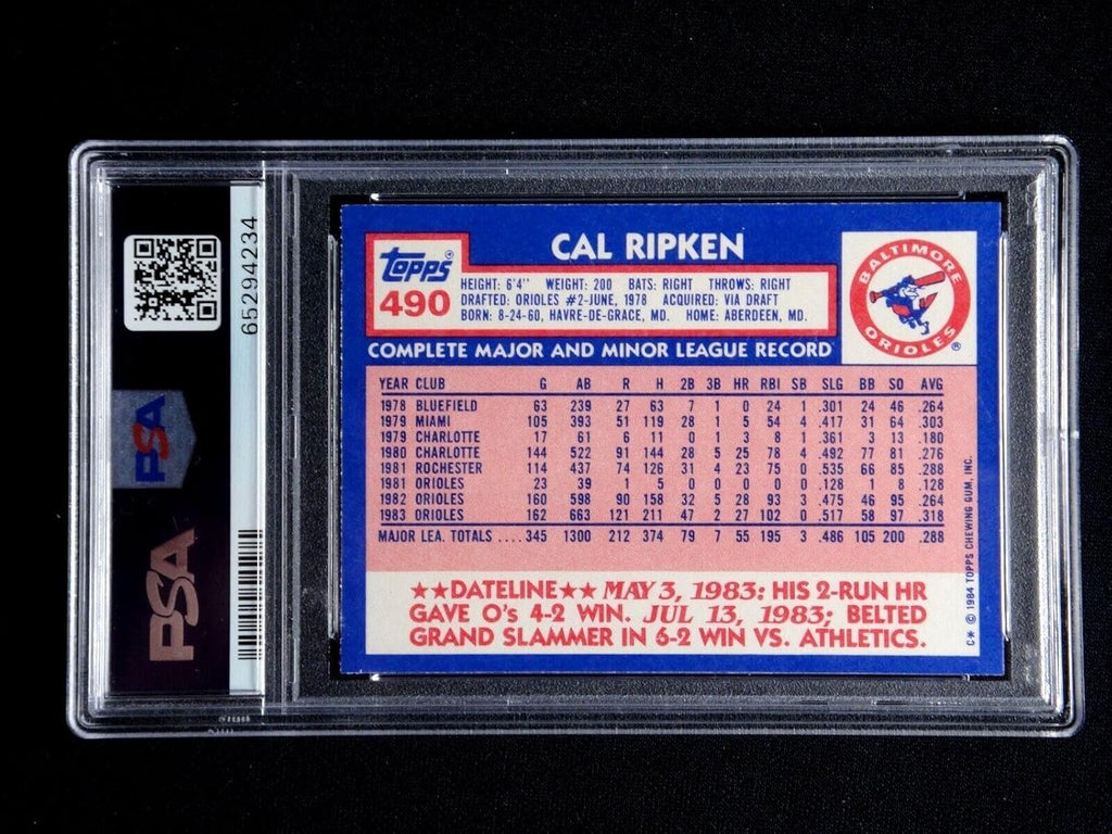 Cal Ripken Jr. 1984 Topps Tiffany #490 Psa 8 Nm-mt Baseball Card Hof Orioles - Slabbed Baseball Cards