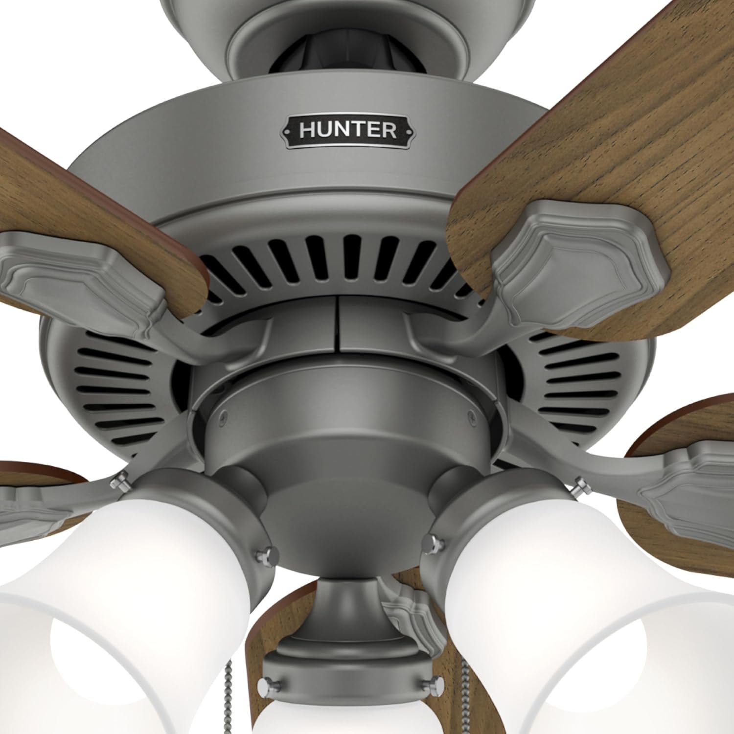 Hunter - Swanson 44-inch Indoor Matte Silver Energy Star Ceiling Fan with LED Light Kit, 4-speed DC Motor, 52779