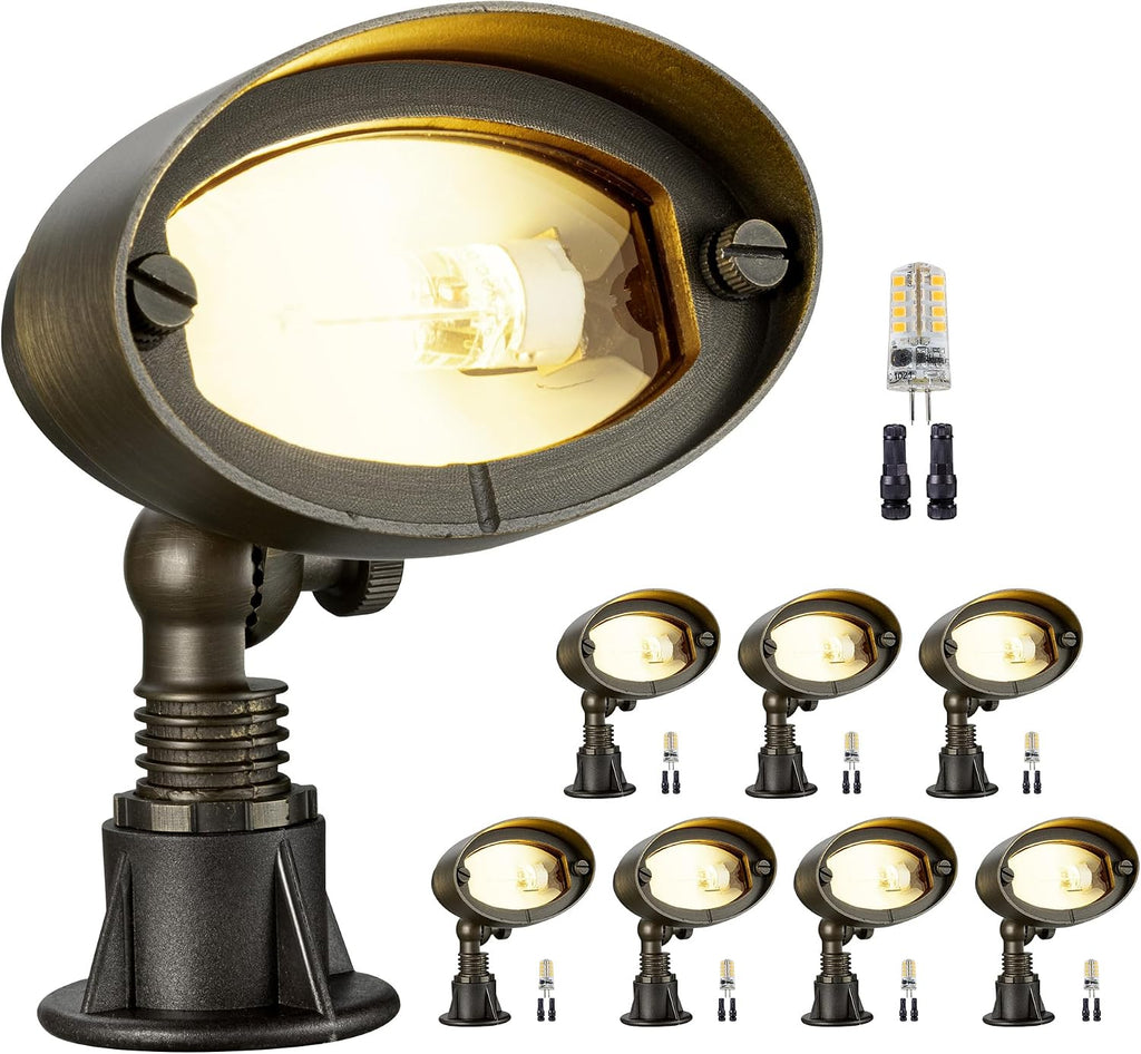 Gardenreet LED Wall Wash Lights - Landscaping Brass Low Voltage Flood Lights, 12V Hardwired Waterproof Outdoor, Wide Angle Lighting for Yard Wall House with 2700K 3W 270LM Replaceable G4 Bulb 8 Pack