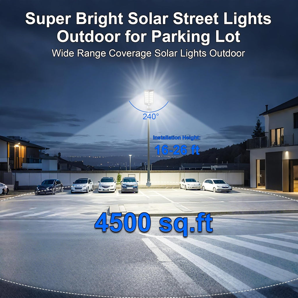 loyoele 9000W Solar Street Lights Outdoor 120000LM, Commercial Parking Lot Light 7000K, Solar Flood Outdoor Lights IP67 Waterproof with Motion Sensor for Road, Garden, Basketball Courts