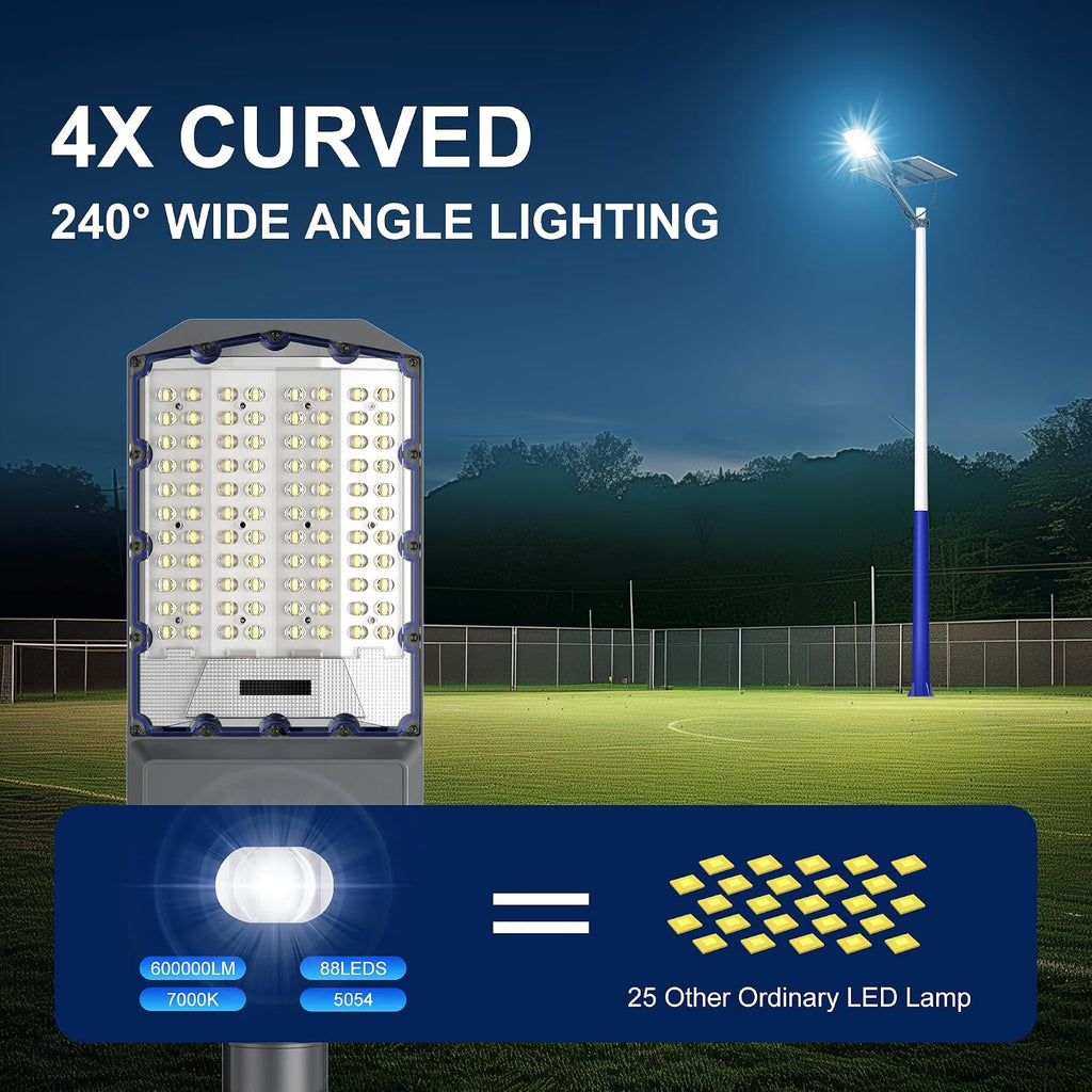 10800W Solar Street Lights Outdoor, 55000mAh IP67 Waterproof Solar Security Flood Lights 7000K 650000LM Super Bright LED Beads Commercial Parking Light with Remote Control for Street, Court, Barn