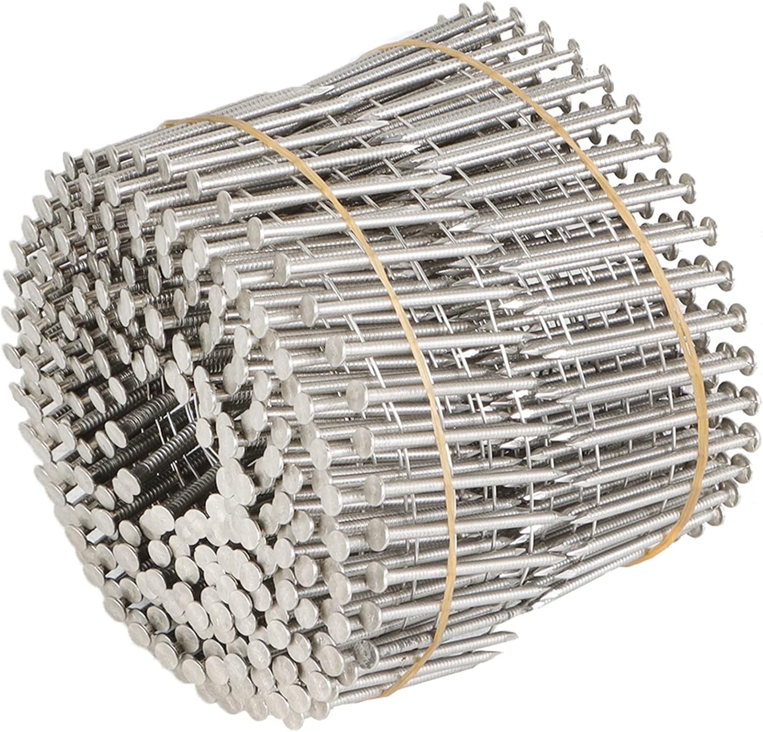 kimllier 3600 Count Coil Siding Nail Full Round Head Wire Collated Coil 15-Degree 1-3/4-Inch x .090-Inch Ring Shank 304 Stainless Steel