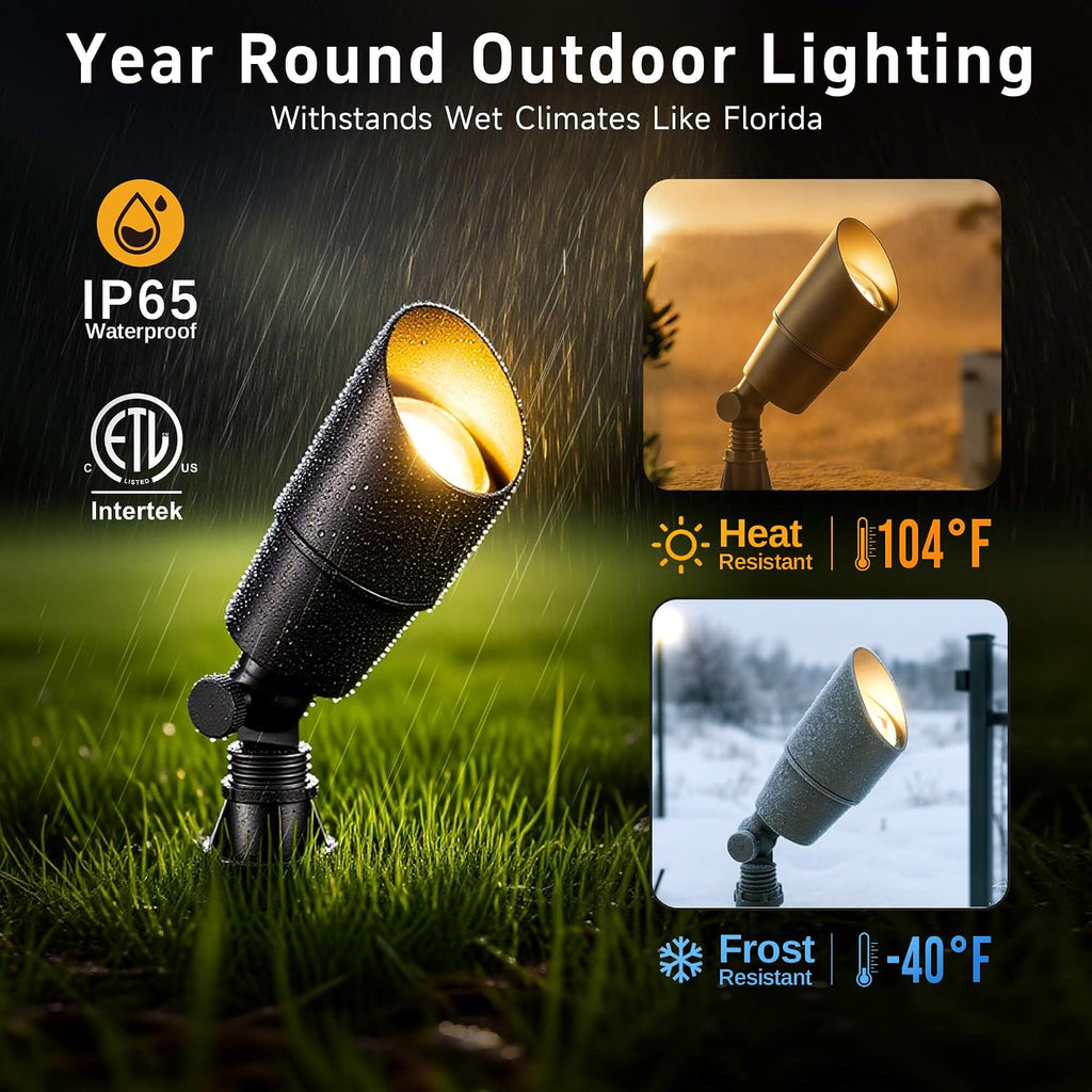 Gardenreet Solid Brass Spot Lights - Low Voltage Landscape Spotlight Outdoor, 12V LED Uplights Wired Waterproof, Electric Bronze for Patio Wall with 2700K Warm White MR16 Bulb (6 Pack)