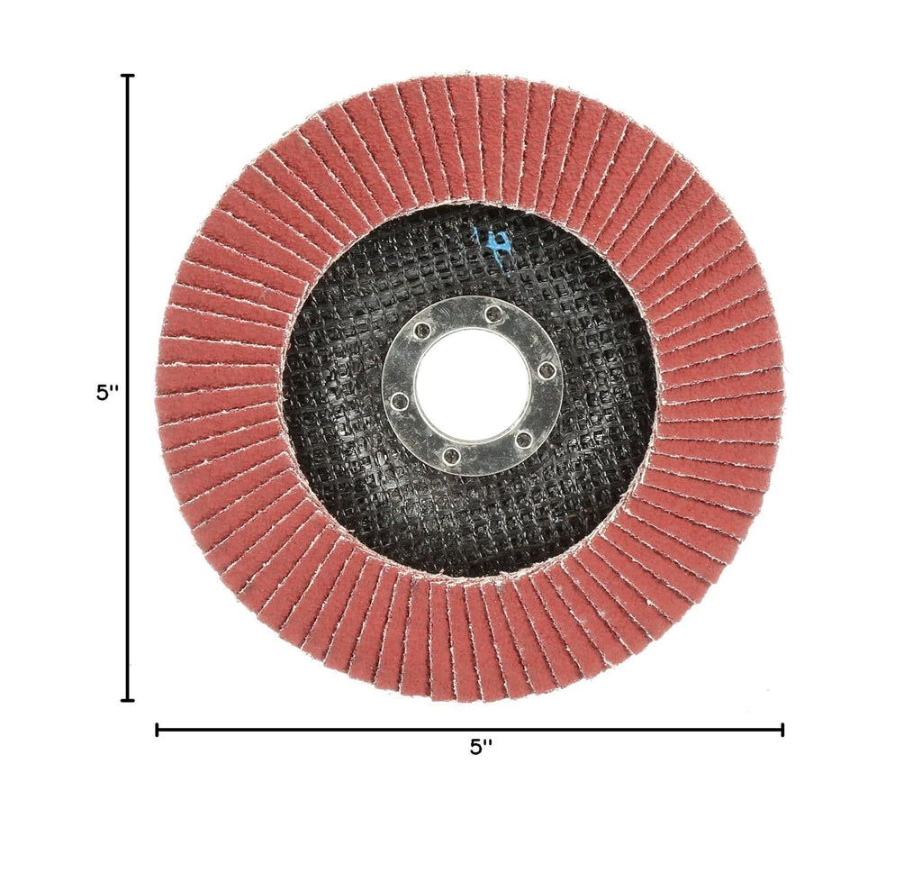 3M Cubitron II Flap Disc 969F, 80+, T29, 5 in x 7/8 in, Pack of 10, Polyester Backing, Heavy Grinding, Edge Deburring, Aggressive Weld Removal and Beveling