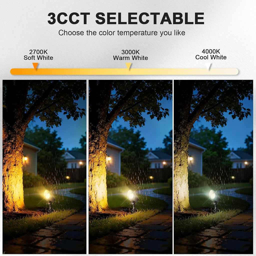 Low Voltage Landscape Lights, 2700/3000/4000K Selectable, 4W 12V Aluminum Landscape Spotlights, CRI 90, IP65, Outdoor Landscape Lighting for Yard, Garden, Tree, Lawn, ETL/FCC Listed, 8PK