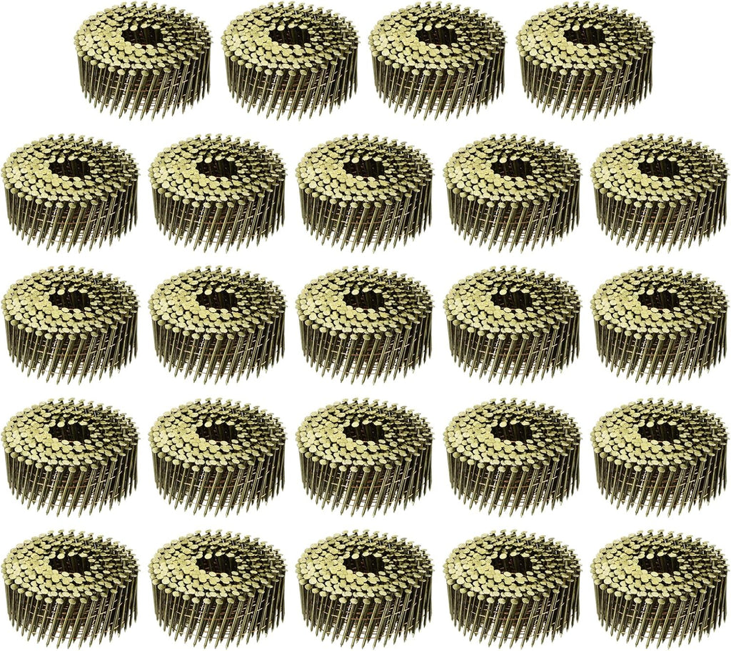 uxcell 7200 Count Siding Nails 2' x 0.091' 15-Degree Ring Shank Full Round Head Collated Wire Coil for Lath and Sheathing Materials