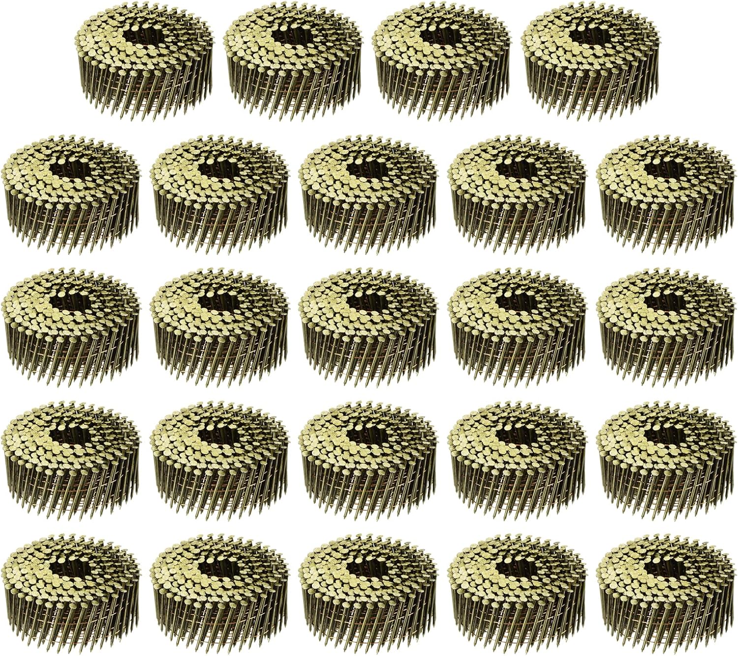 uxcell 7200 Count Siding Nails 2' x 0.091' 15-Degree Ring Shank Full Round Head Collated Wire Coil for Lath and Sheathing Materials