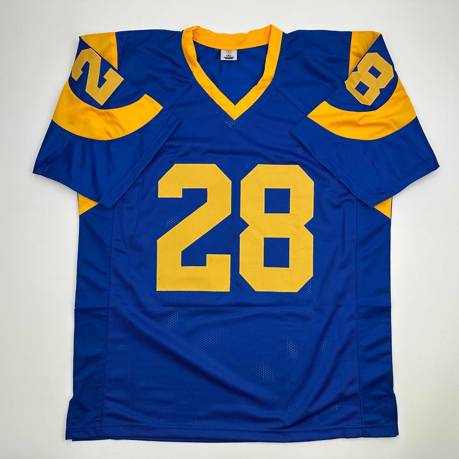 Autographed/Signed Marshall Faulk St. Louis Blue Football Jersey JSA COA
