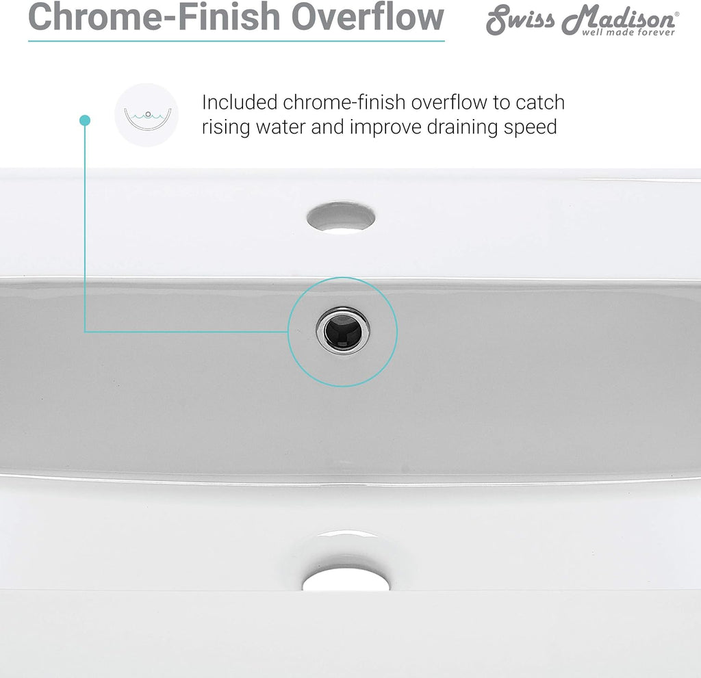 Swiss Madison Well Made Forever SM-VT328 Voltaire Vanity Top Sink, Glossy White