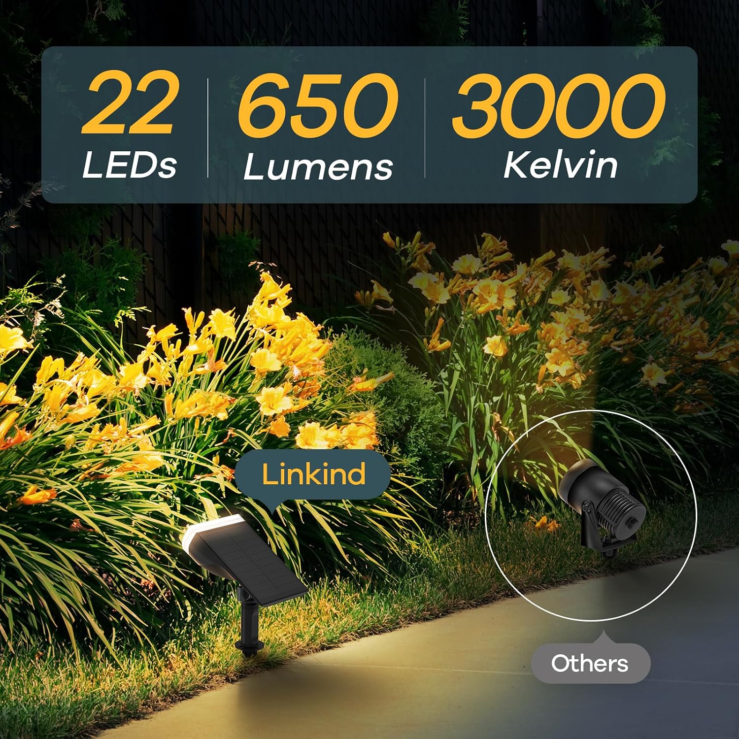Linkind StarRay Solar Lights Outdoor Waterproof Dusk-to-Dawn Outdoor Solar Lights, Permanent Outdoor Lights HP5, APP/Voice Control Landscape Lighting, IP67 Outdoor Lights for Yard, Garden