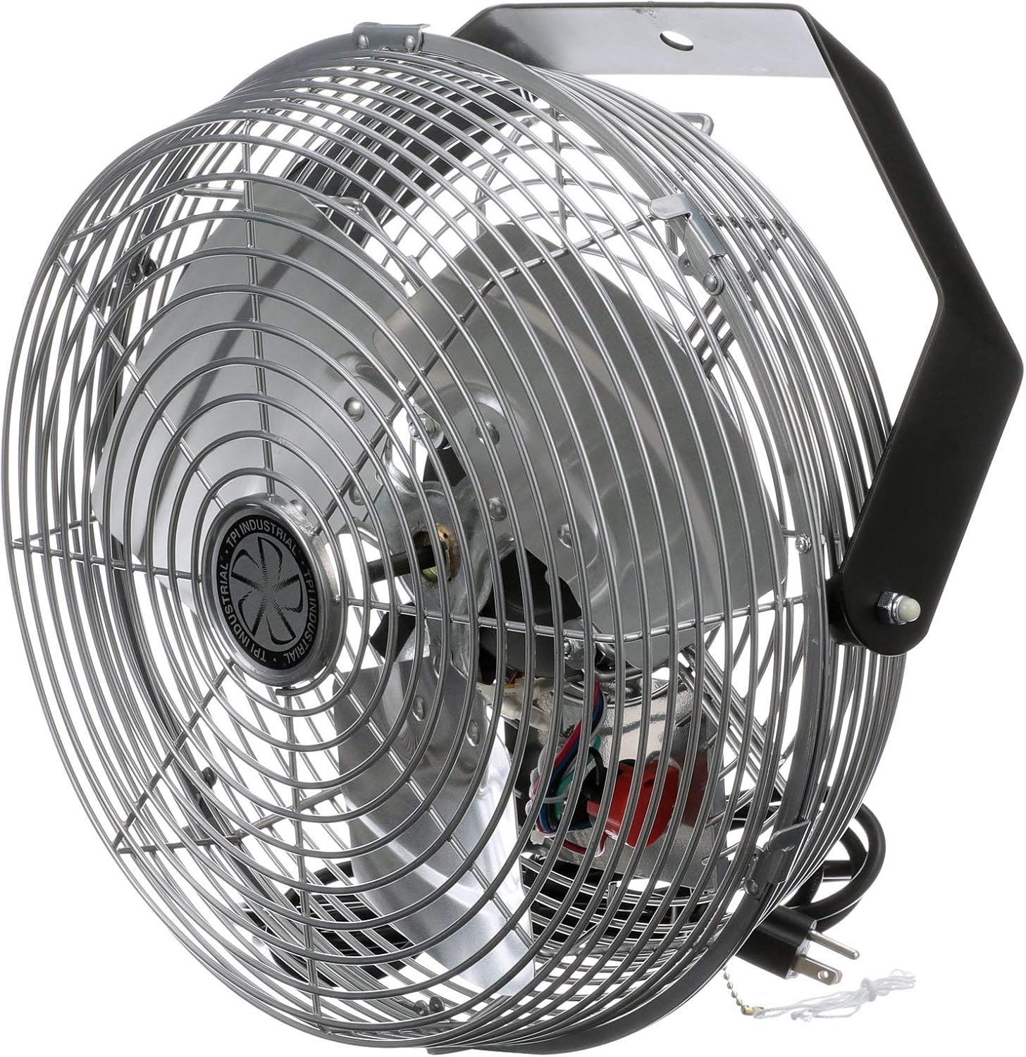 TPI U-12-TE Wall Mount Heavy Duty Ceiling Barn Fan for Garage, Shop, Workstation, Patio, 12' High-Velocity Commercial Indoor/Outdoor Fan, 1/12 Hp