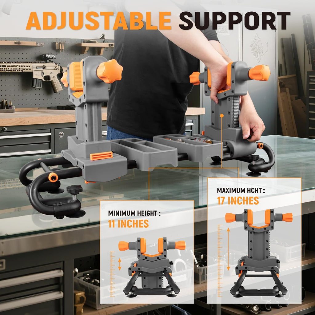 Adjustable Gun Holder - Professional Gunsmithing Tools for Gun Cleaning, Sight, and Maintenance with Jagged Base Stability and Non-Marring Rubber Contact Pads, Gun Accessories & Gifts for Men