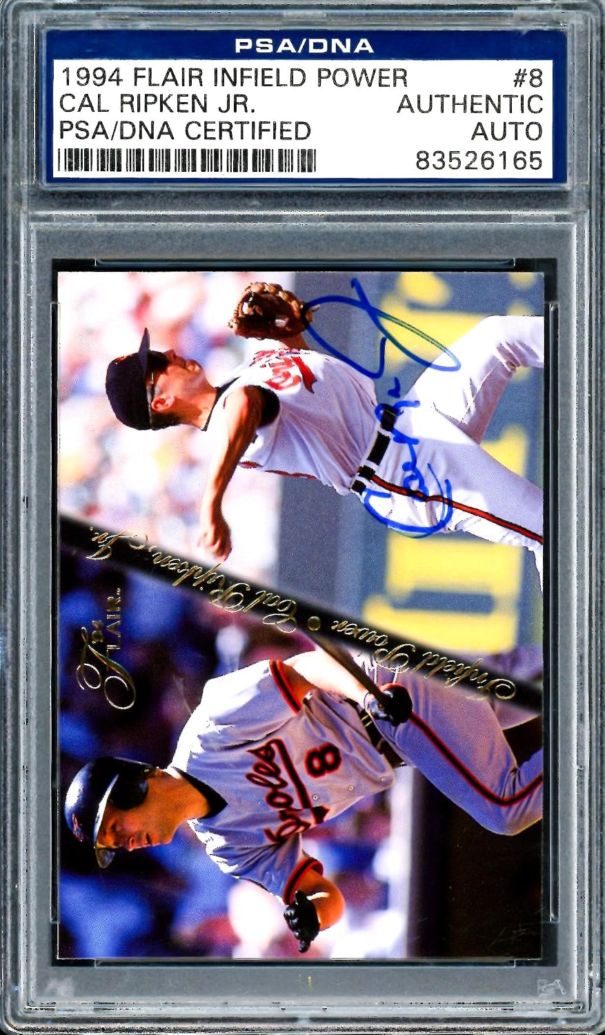 Cal Ripken Jr. Autographed 1994 Flair Infield Power Card #8 Baltimore Orioles PSA/DNA #83526165 - Baseball Slabbed Autographed Cards