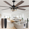 Bella Depot 72 Inch Farmhouse Ceiling Fan Modern Black Chandelier Fan with Remote Control 6-Speed Reversible Timing Option - Ideal for Large Living Room, Garage, and Covered Patio