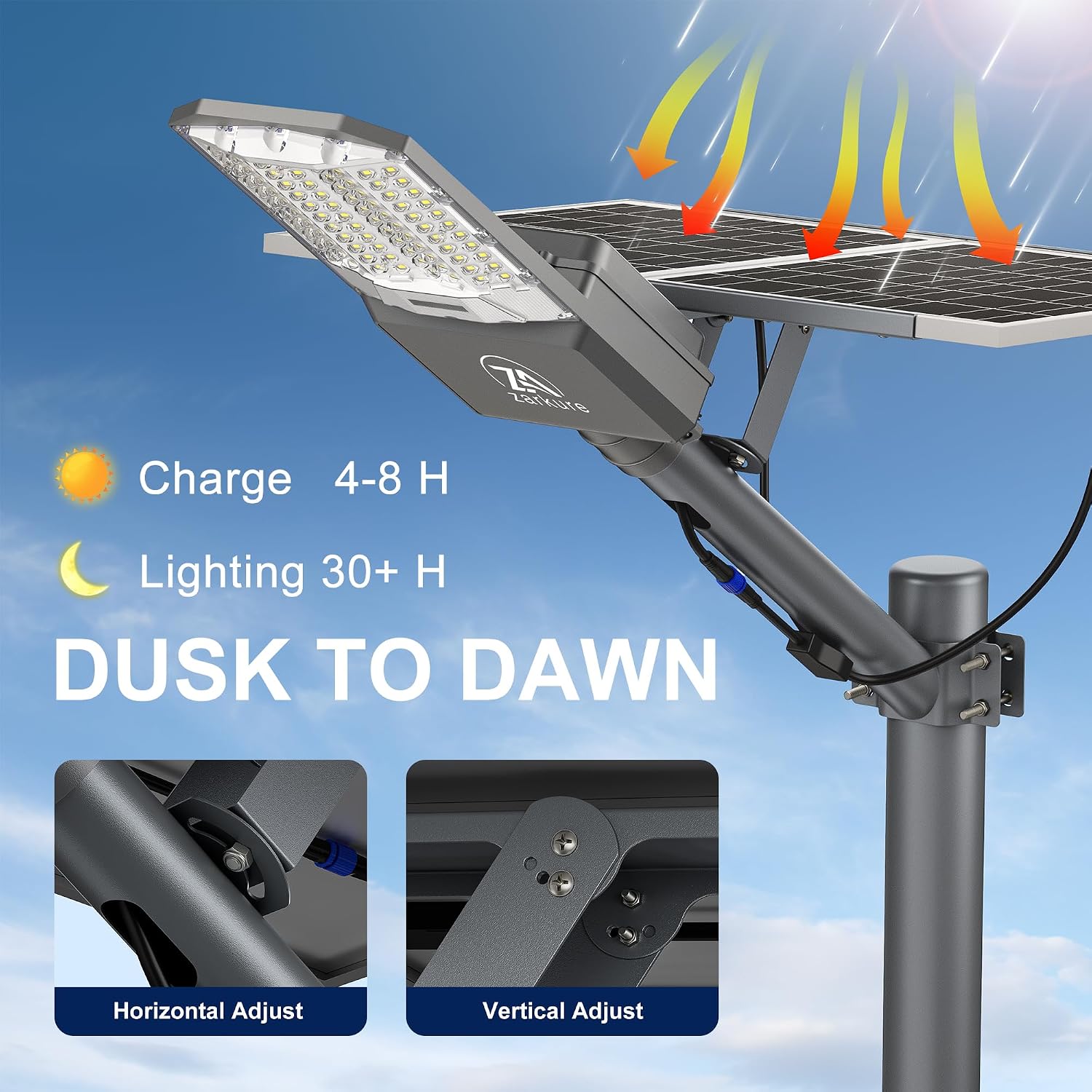 10800W Solar Street Lights Outdoor, 55000mAh IP67 Waterproof Solar Security Flood Lights 7000K 650000LM Super Bright LED Beads Commercial Parking Light with Remote Control for Street, Court, Barn