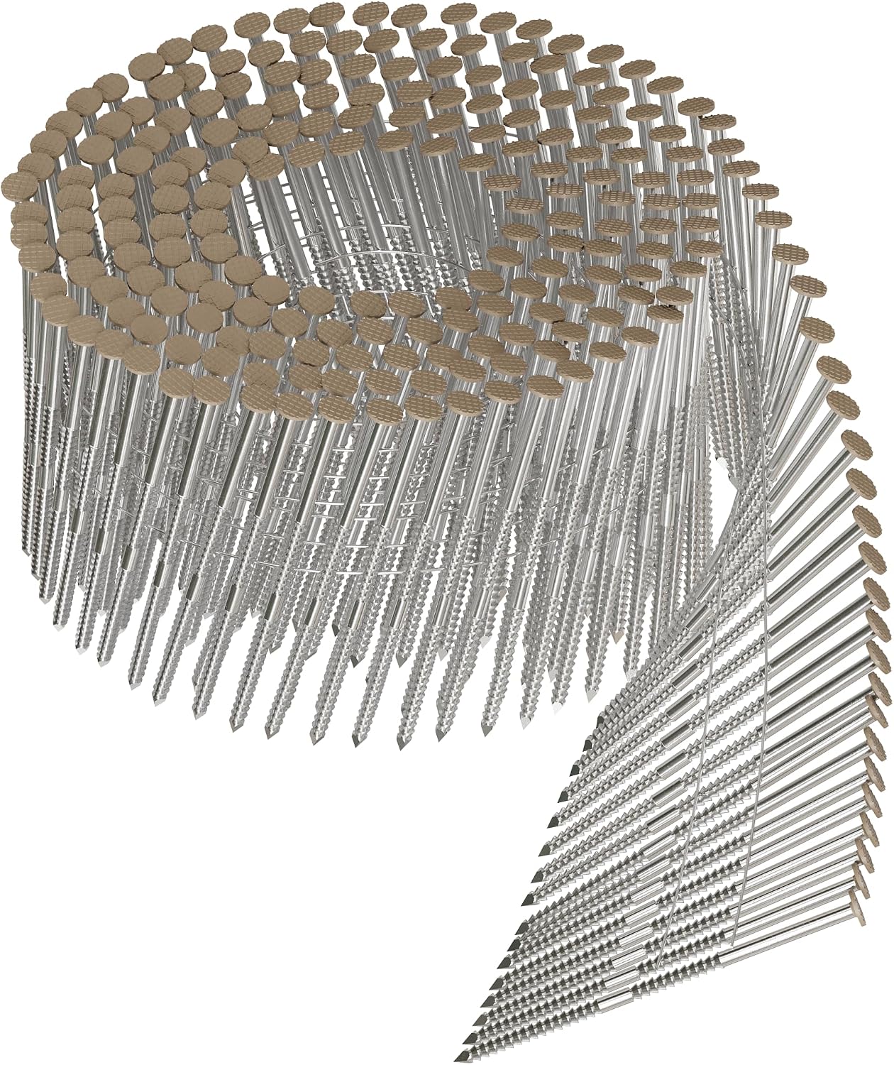 Simpson Strong-Tie S13A250CCT Collated Ring-Shank Siding Nail‚ 2-1/2-Inch by 0.090 Inch, 15 Gauge Wire Coil, Full Round Head, Diamond Point, Type 304 Stainless Steel, Tan (Pack of 3600)
