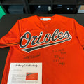 Frank Robinson Signed Heavily Inscribed Stats Baltimore Orioles Jersey PSA DNA - Autographed MLB Jerseys