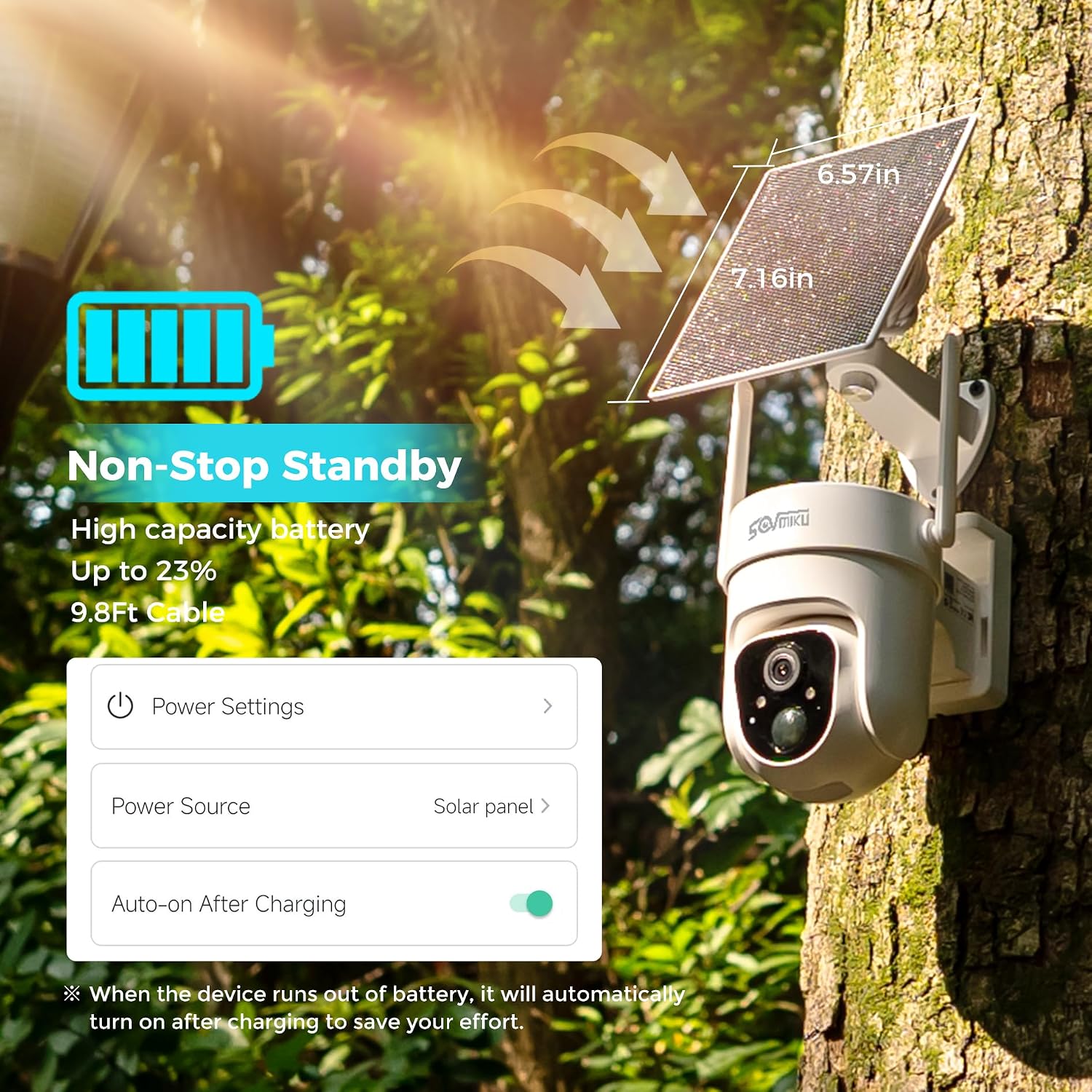 Sovmiku 3CQ4 192GB 2K AI Solar Security Camera Wireless Outdoor,Battery Powered Cam, Color Night Vision,Two Way Audio, Motion Detection, Easy to Setup,Audible Flashlight Siren 180 Days Exchange Policy