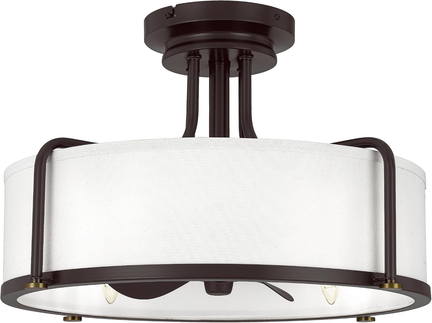 Quoizel Calvary 4-Light Western Bronze Ceiling Fan with Light, 12-Inch Blade Span Fandelier, 3 Brown Blades, LED Flush Mount Ceiling Light Fan with Dimmable 6W Bulbs | 3-Speed Remote