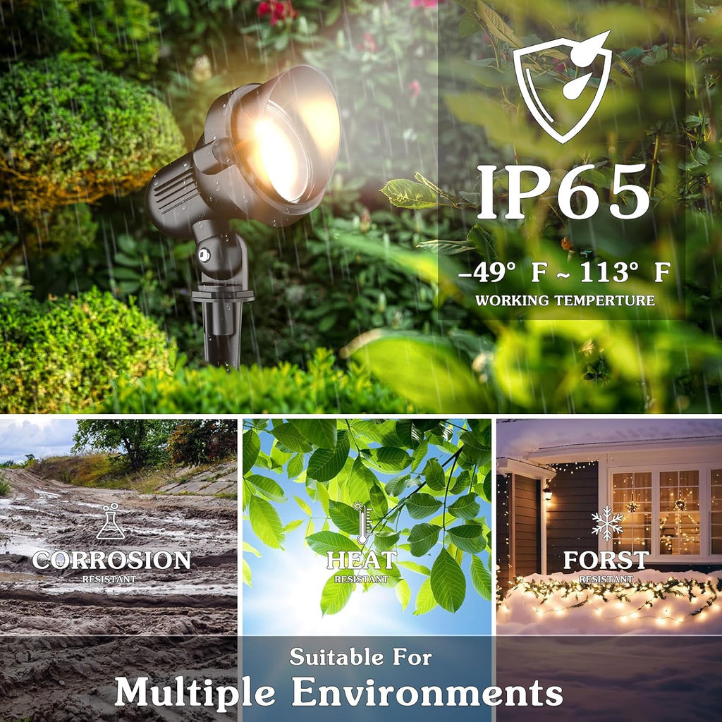LED Landscape spotlights Yard: 10W MR16 Low Voltage Landscape Lights 12-24V 3000K Warm White - Outdoor Garden Driveway wall Lighting for Contractors - 12 Pack