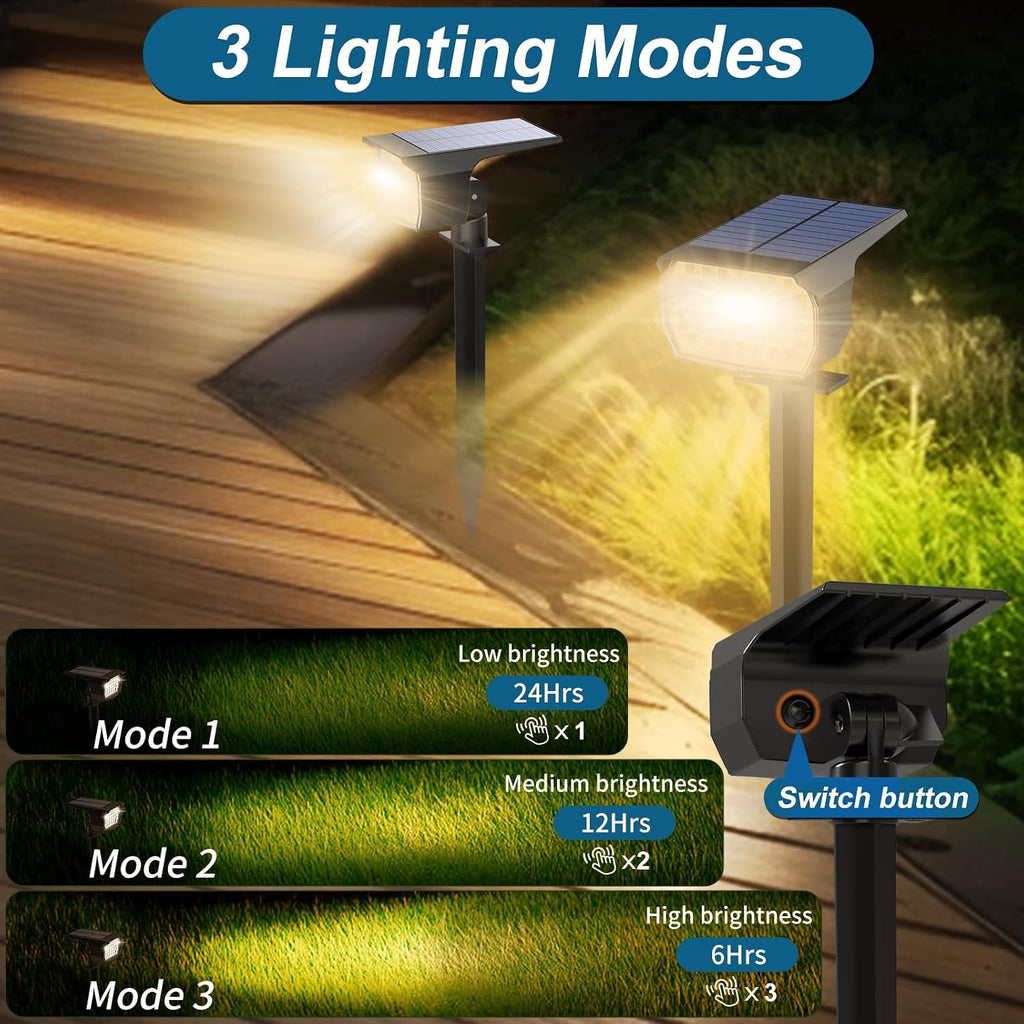 WENATY 18 Pack Solar Spot Lights Outdoor, 46 LEDs, Yellow, Floodlight, Outdoor, Solar Powered, Flush Mount, LED, Polished Plastic, 800 Lumen, Waterproof, 4 Count, Removable, Spotlights, Solar Light