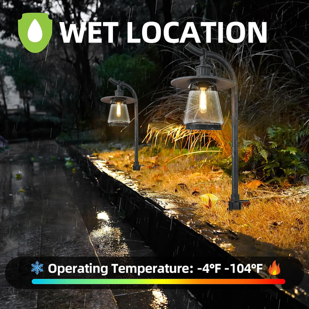 hykolity Low Voltage Landscape Path Lights, 12V-15V AC LED Outdoor Landscape Lighting with LED Bulb & Wire Connector, Zinc Aluminum Housing Pathway Lights for Yard Garden Walkway, 4 Pack, ETL Listed