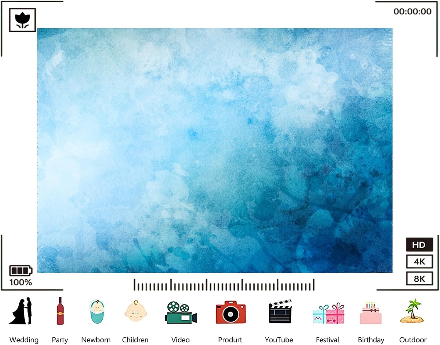 Trykid 20x10ft Light Blue Teal Watercolor Texture Backdrop Soft Abstract Wash Artistic Paper Craft Design Background Scrapbook Tapestry Decoration Photo Studio Prop Fabric