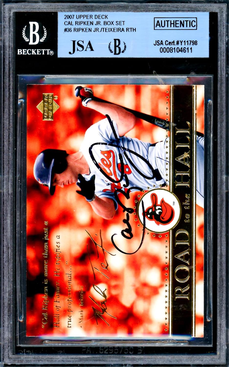 Cal Ripken Jr. Autographed 2007 Upper Deck Card #36 Baltimore Orioles Box Set Beckett BAS #8104611 - Baseball Slabbed Autographed Cards