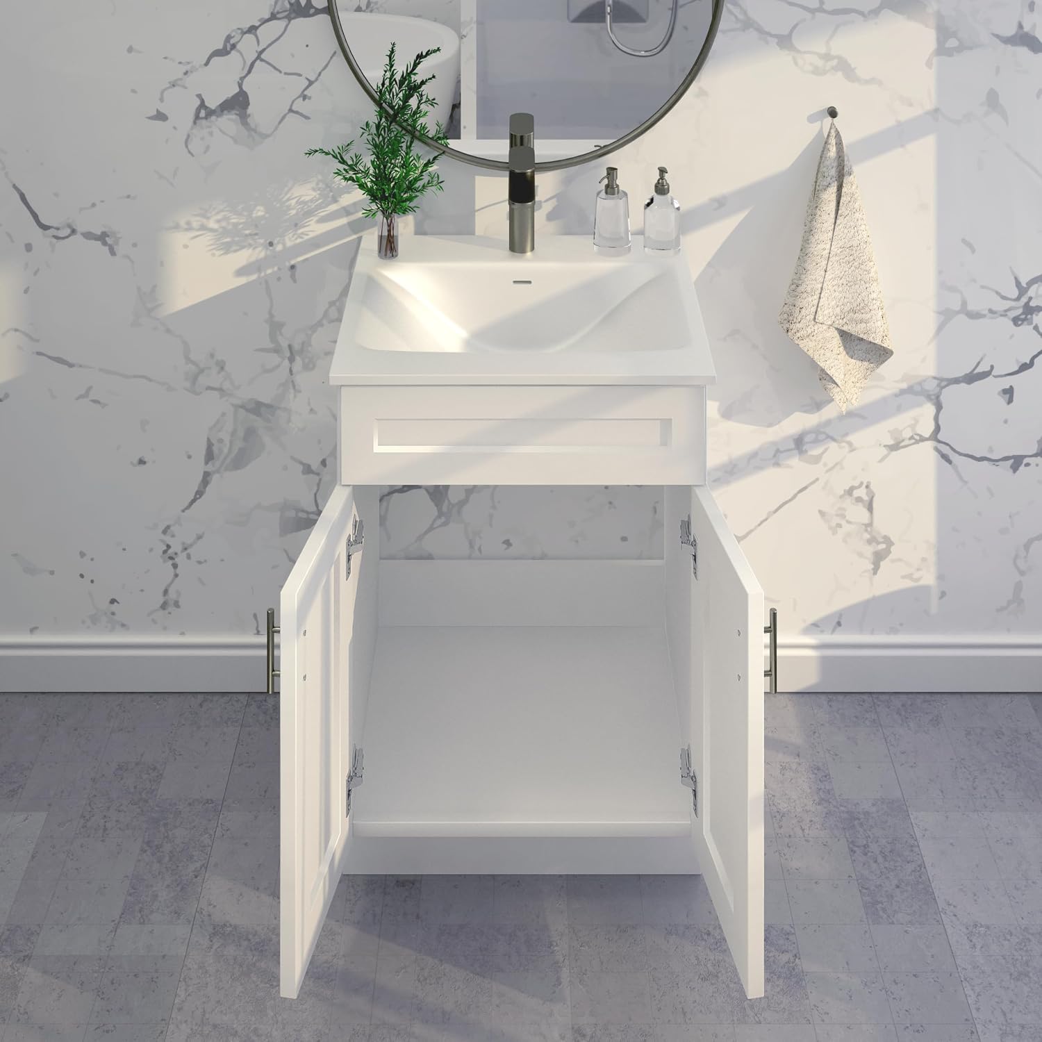 La Royal White Shaker Sink Base Bathroom Vanity Ready-to-Assemble Bathroom Cabinet 24' Width