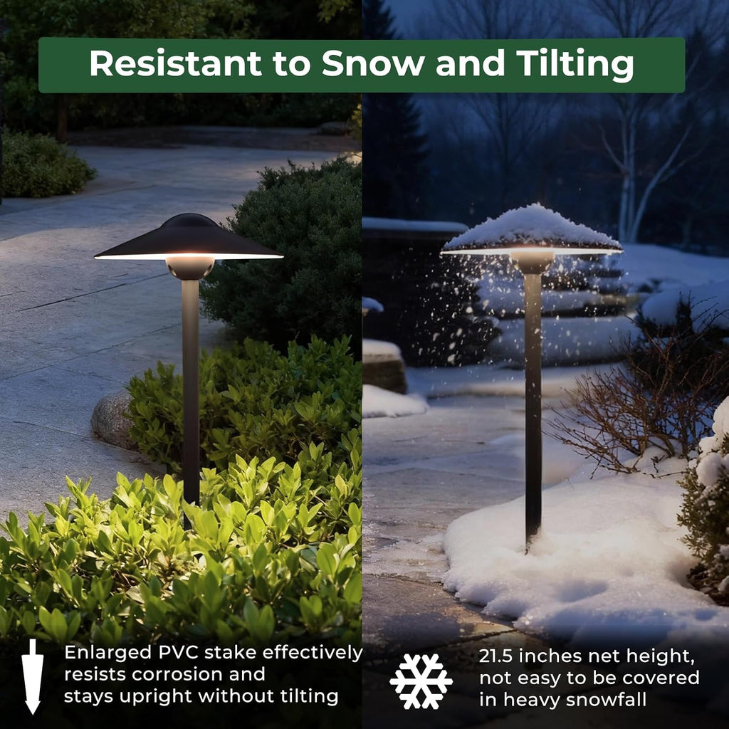 Gardencoin Low Voltage Pathway Lights (8.5'' Shade, 21.5'' Tall)，12V Outdoor LED Landscape Path Lights Wired, Aluminum Pathway Lighting with 3W 2700K Replaceable Bulb for Walkway Garden Yard, 12 Pack