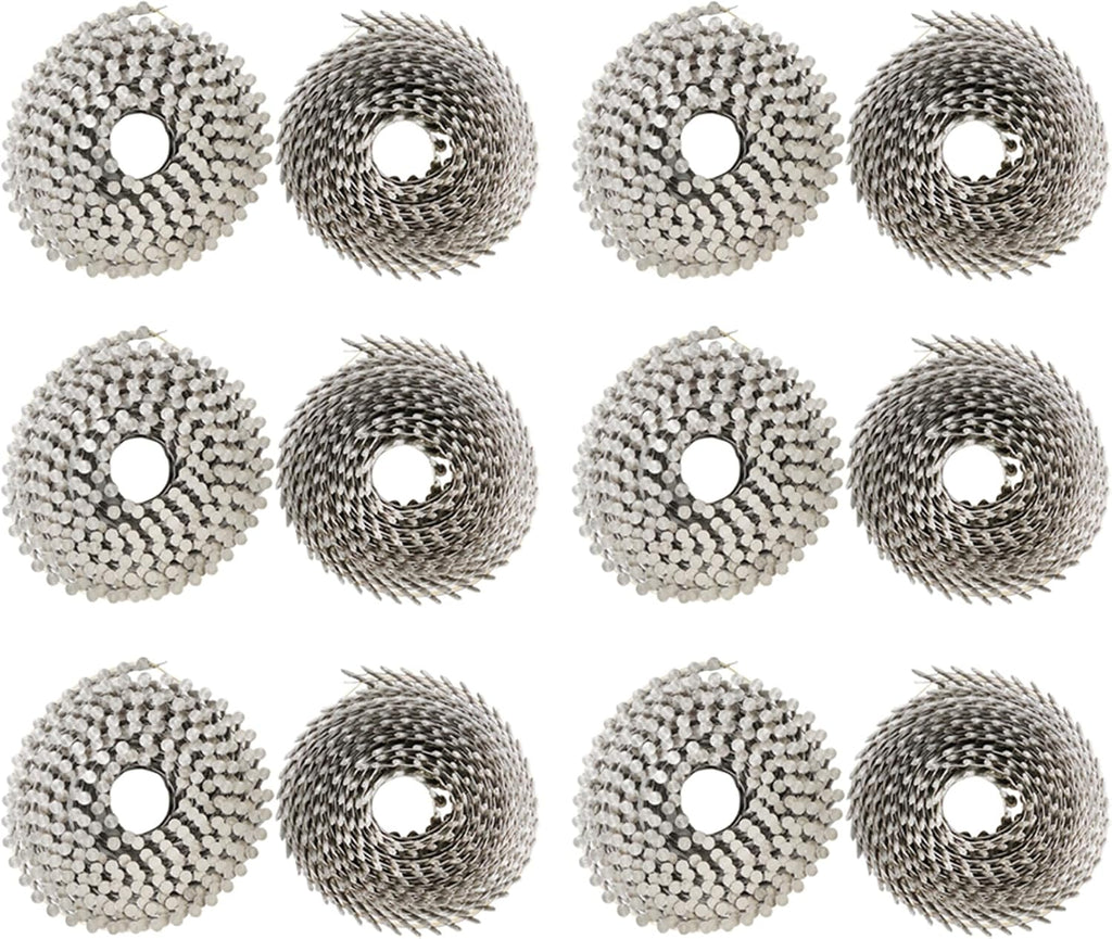kimllier 3600 Count Coil Siding Nail Full Round Head Wire Collated Coil 15-Degree 2-1/2 Inch x .090-Inch Ring Shank 304 Stainless Steel Coil Roofing Nails