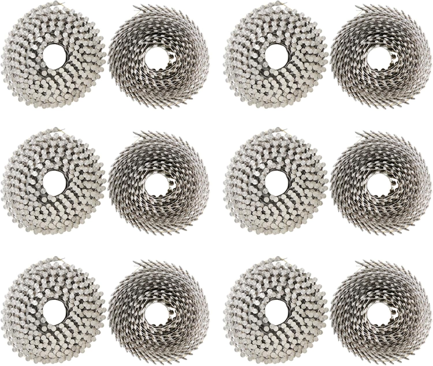 kimllier 3600 Count Coil Siding Nail Full Round Head Wire Collated Coil 15-Degree 2-1/2 Inch x .090-Inch Ring Shank 304 Stainless Steel Coil Roofing Nails
