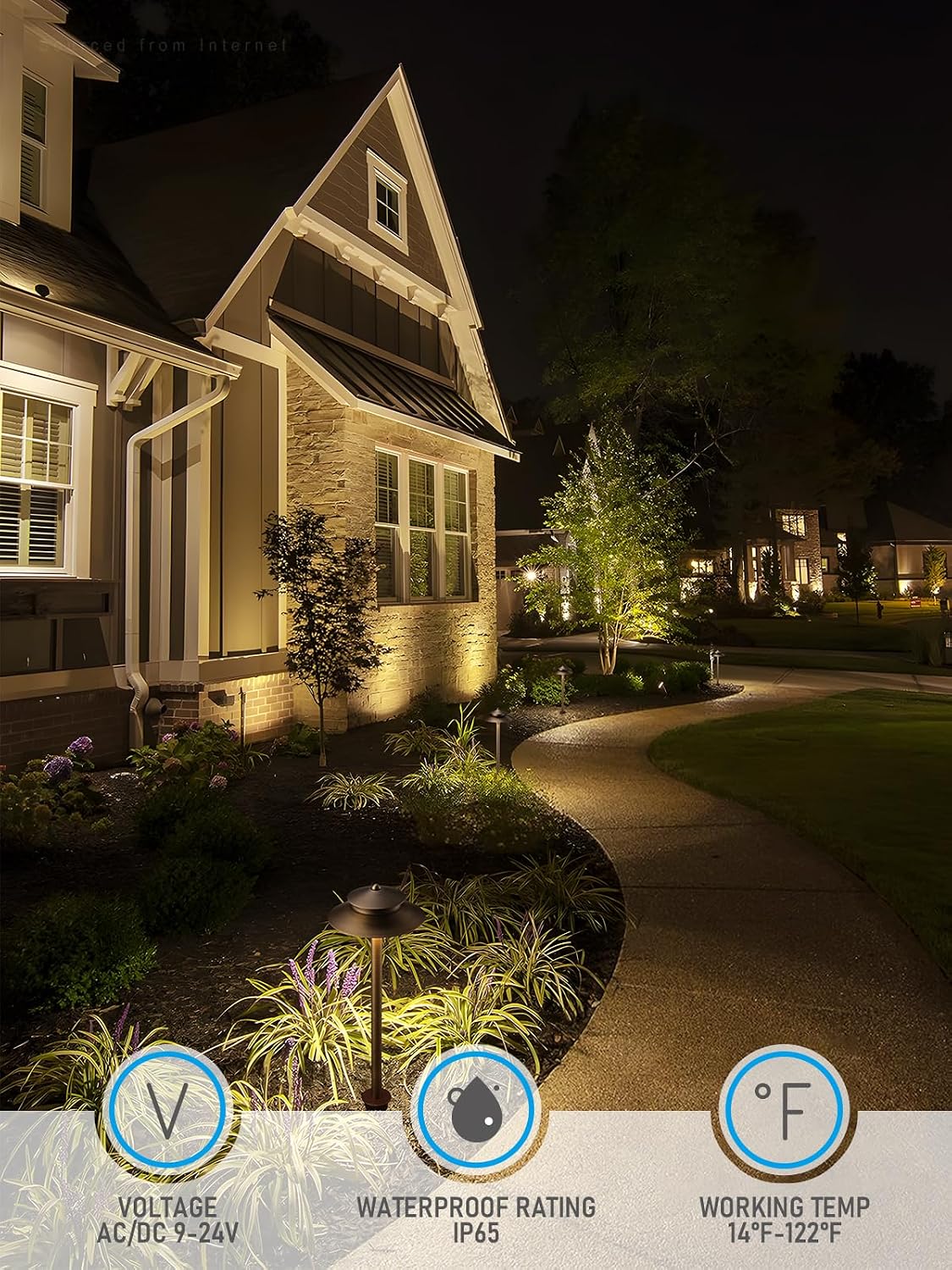 LEONLITE Stratum 12V Cast Brass 2-Tier Path Light, for Low Voltage Landscape Lighting on Pathway, Garden, Work with G4 Bulb, (Not Included), IP65, 22.44'' Tall, 8.27'' Shade, Bronze, Pack of 4