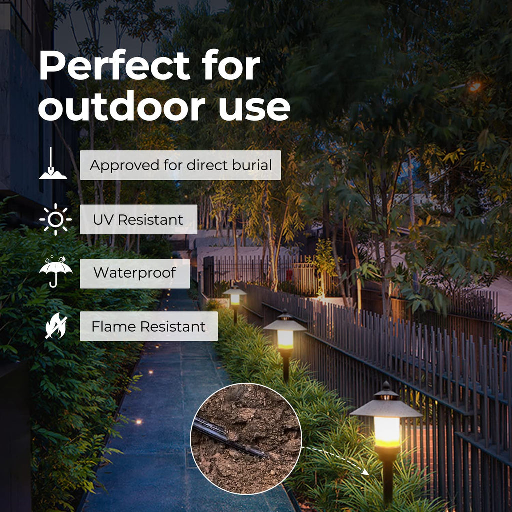 FIRMERST 8/2 Low Voltage Landscape Lighting Wire 500 Feet with Spool, ETL Listed, Outdoor Direct Burial