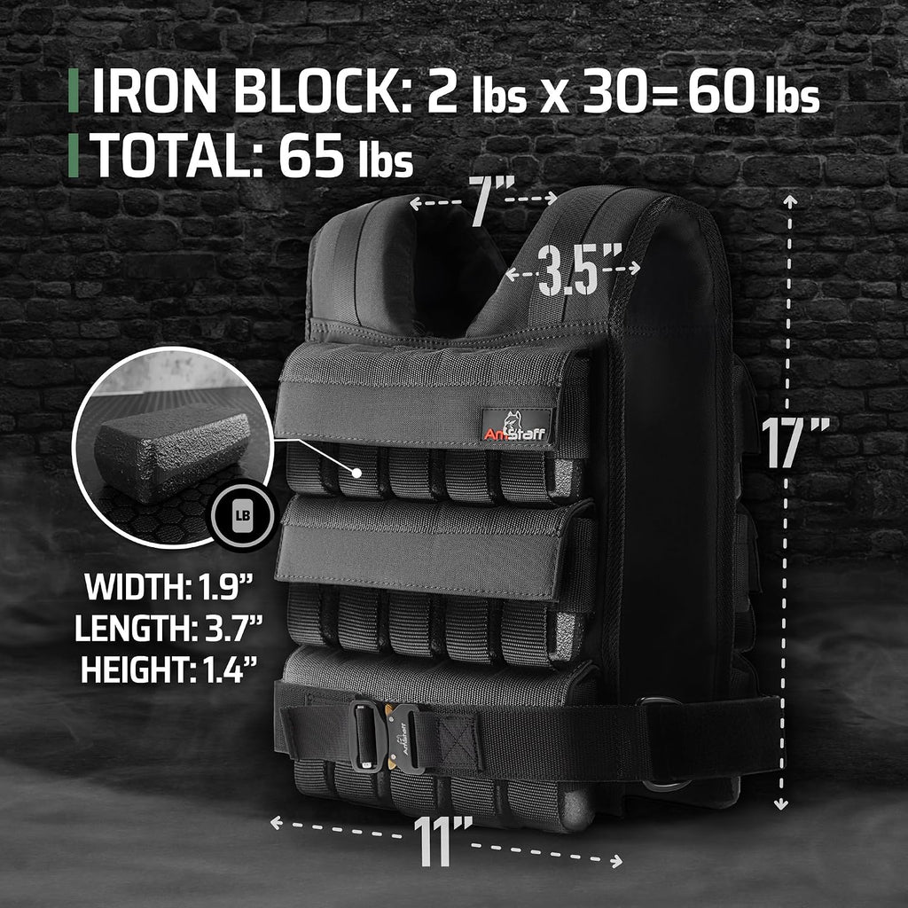 Amstaff Adjustable Weighted Vest with Iron Blocks - Weight Vests for Men & Women - Versatile Wearable Weighted Vest for Fitness Workouts, Strength and Endurance Training, Running, Crossfit