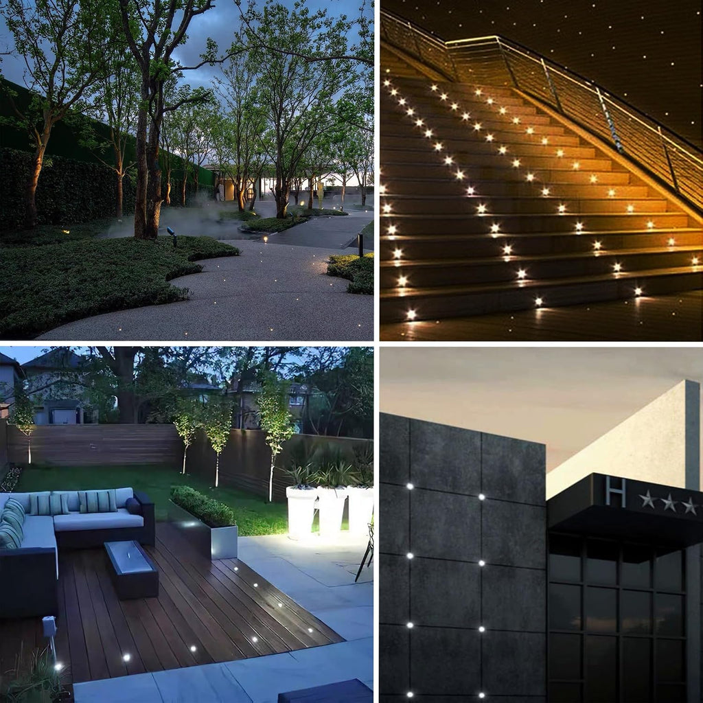 LED Mini In-Ground Starlight, 1W 12V DC Low Voltage Recessed Well Light, IP67 Waterproof, Buried Underground Marker Outdoor Landscape Lighting,Warm White 3000K (12V DC, 10 Pack)