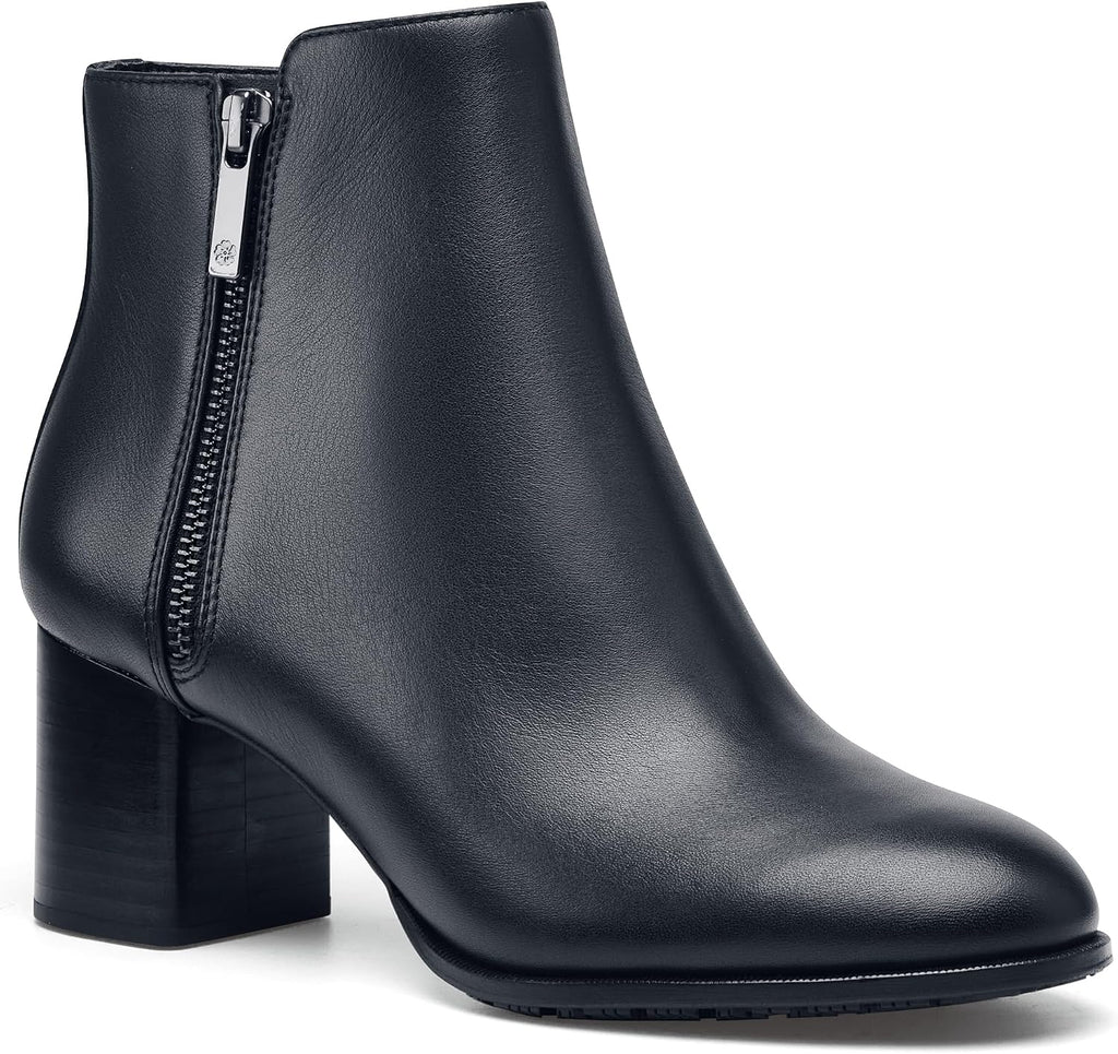 LILA Women's Slip-Resistant Work Zip Booties – Comfortable, Stylish & Non-Slip Mid-Height Ankle Work Boots with Water-Resistant Upper - Ideal for Women in Healthcare, Hospitality & More - Monica