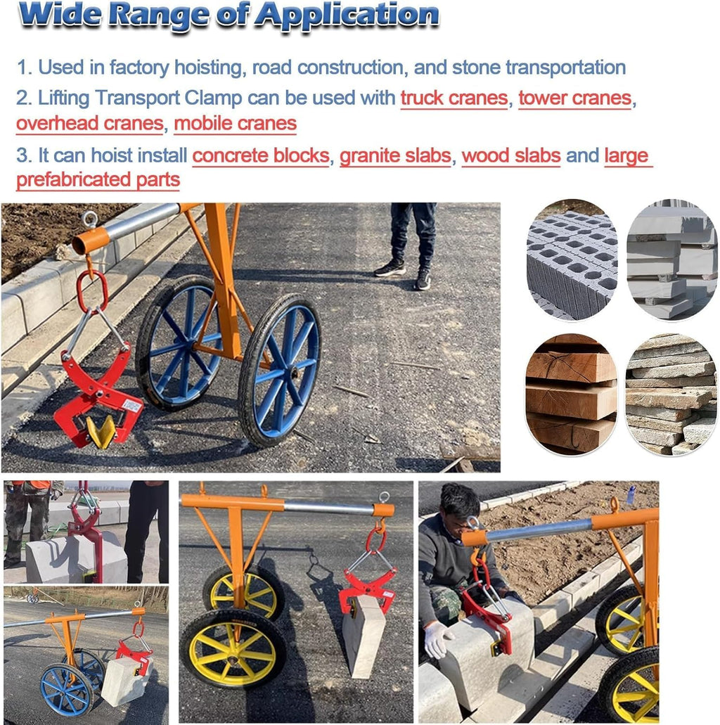 Heavy Duty Carrying Clamps for Granite Lifting - with 4 Pcs Rubber Pats, 2.4-7.1in/3.9-11.8in/4.7-9.4in Wide Jaw Opening Stone Lifting Fixture Clamp, Slab Lifter Tools Ca