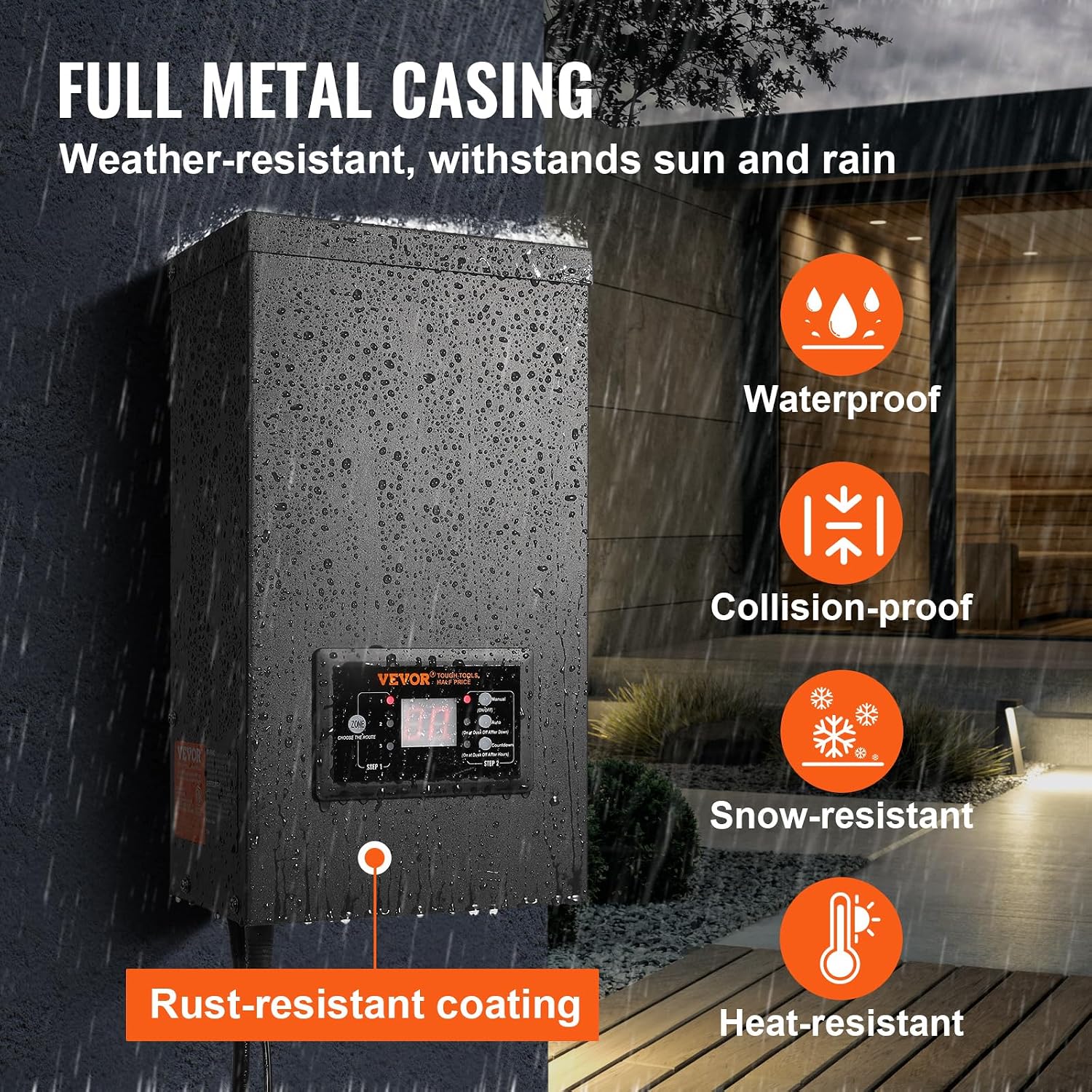 VEVOR 600W Landscape Transformer, Timer & Photocell Sensor Equipped, Weatherproof Outdoor Lighting Converter, 120V AC to 12V/14V AC, Ideal for Exterior, Spotlight, Pathway,ETL
