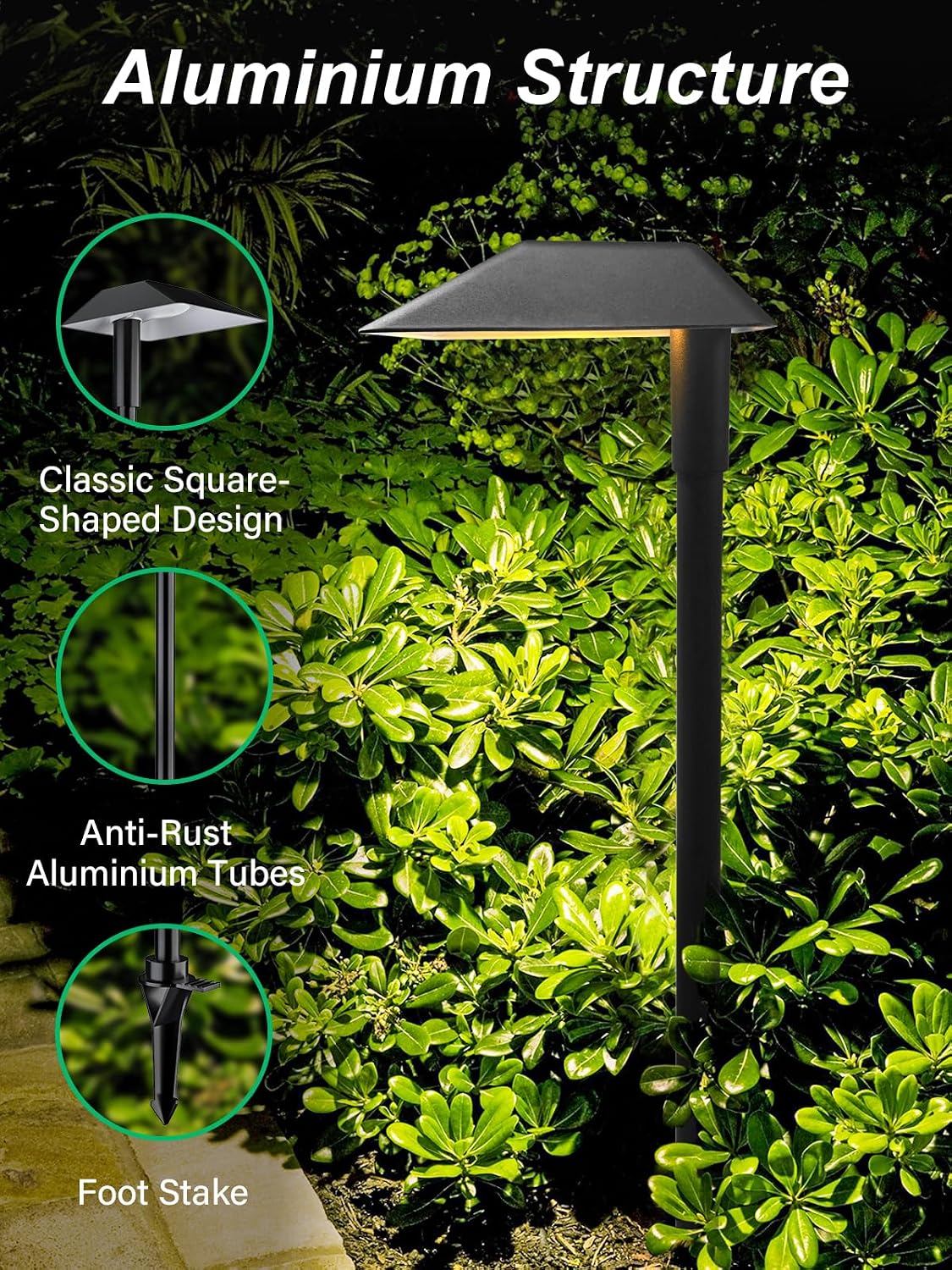5W Low Voltage Landscape Pathway Lights with Connectors,12-24V Outdoor Path Lights, 3000K Wired Landscape Lights for Yard Garden Walkway, IP66 Waterproof（8Pack）