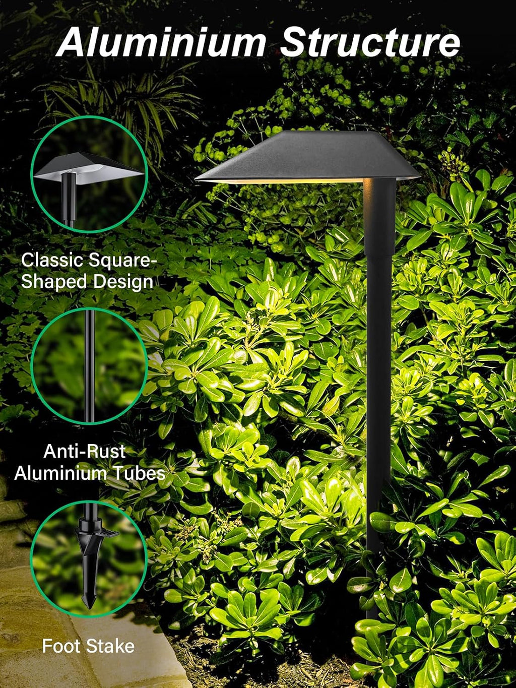 5W Low Voltage Landscape Pathway Lights with Connectors,12-24V Outdoor Path Lights, 3000K Wired Landscape Lights for Yard Garden Walkway, IP66 Waterproof（12Pack）