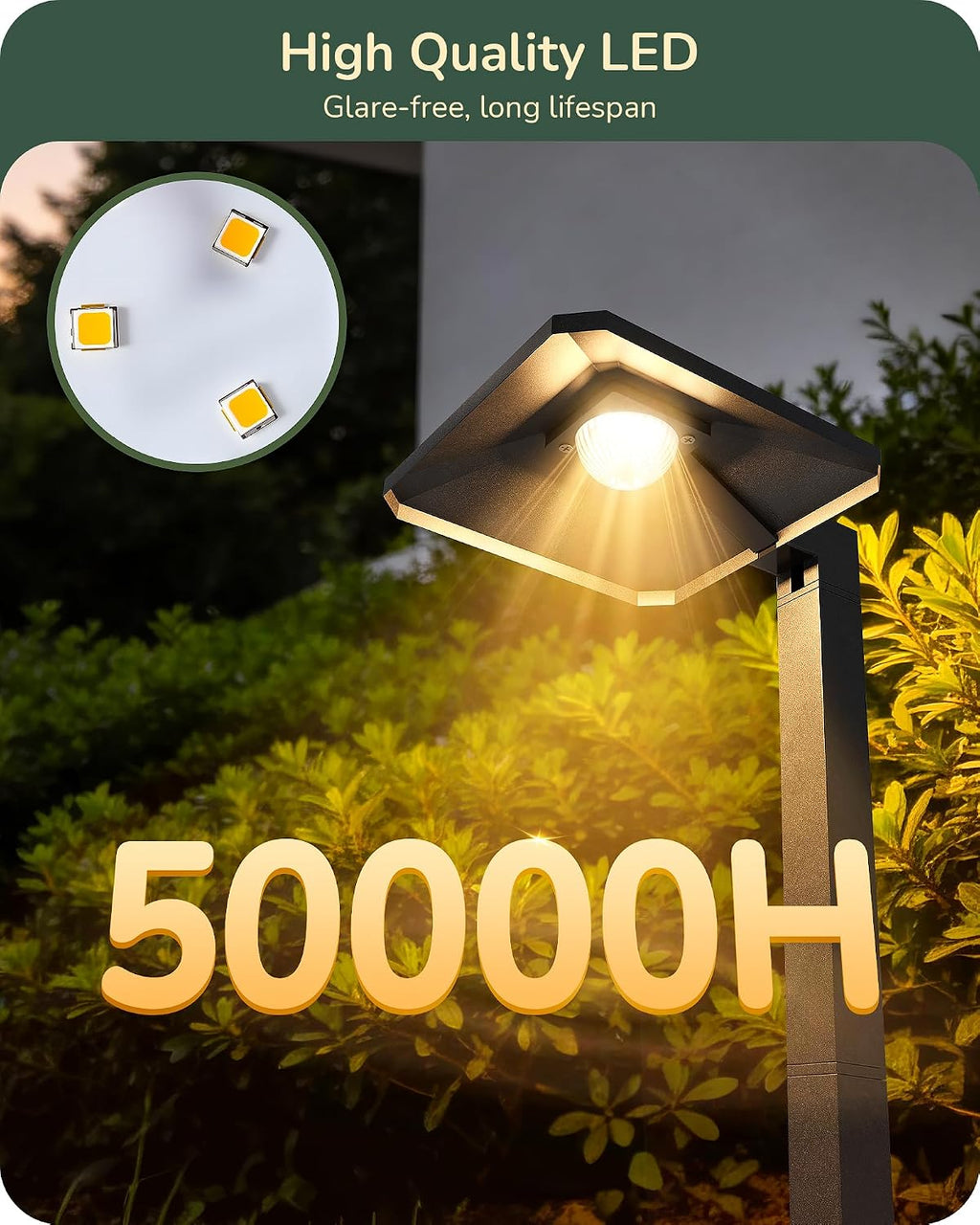 EDISHINE Low Voltage Landscape Lighting, Landscape Path Lights with Pyramid Exterior, Aluminum, 3000K & 50000Hrs, Outdoor Pathway Lights Wired for Garden, Yard, Driveway, 6 Pack