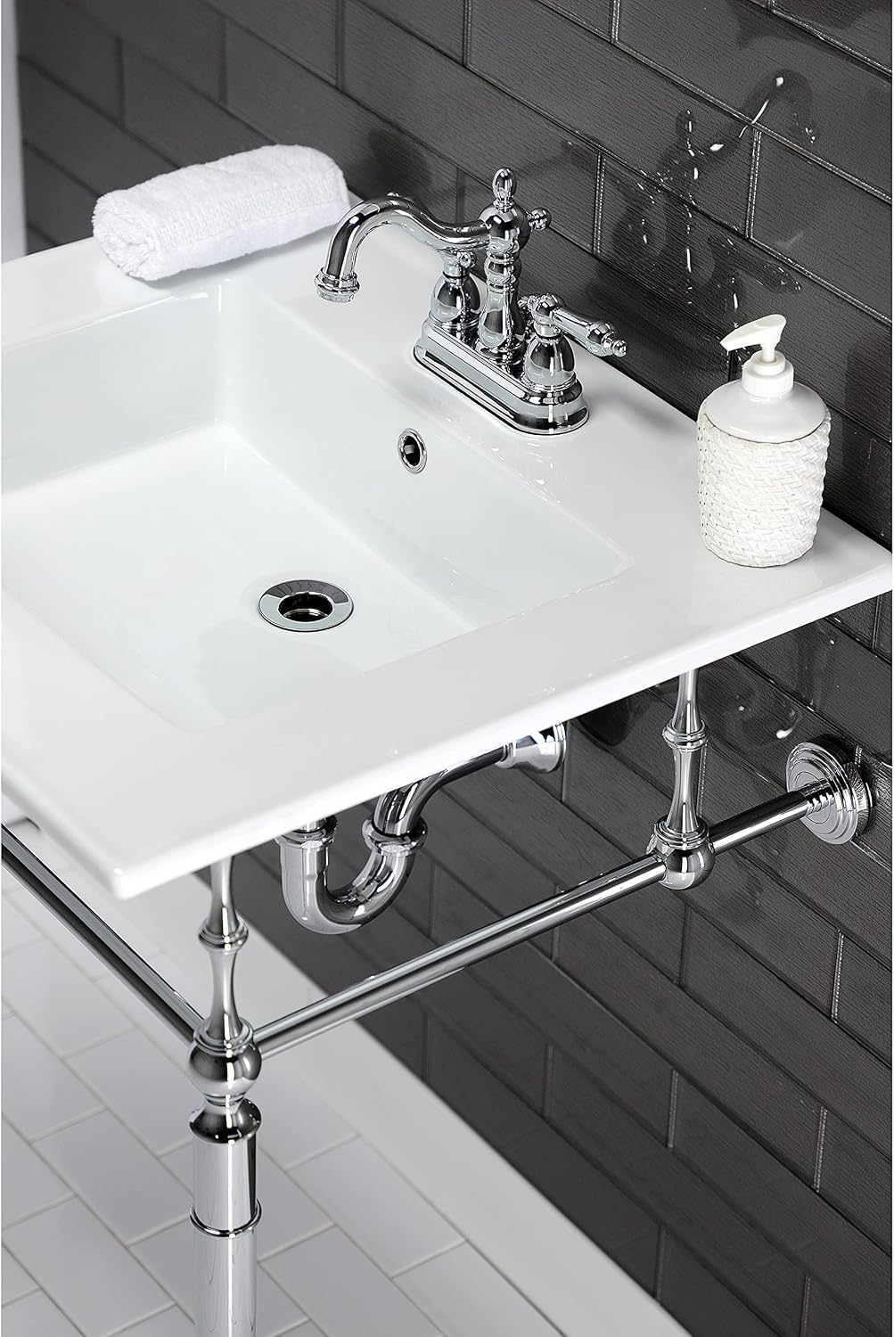Kingston Brass LBT25227W34 Continental Vanity Sink Top, White 25.19 x 22.06 x 6, 1 count