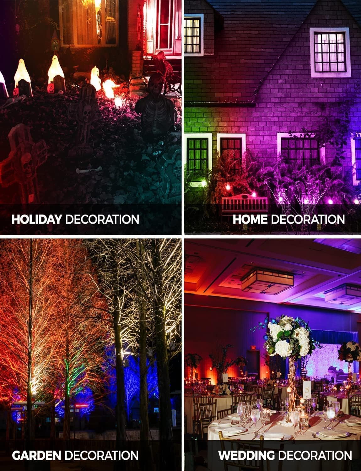 12W RGB Color Changing Landscape Lights Low Voltage LED Landscape Lighting Remote Control Spotlight Waterproof Garden Pathway Christmas Decorative Lights Outdoor, 20 Pack with Connector