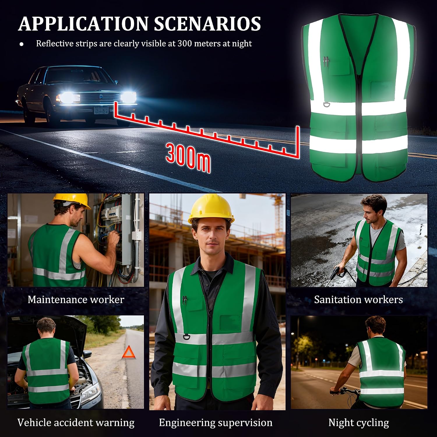 Custom Safety Vest, High Visibility Reflective Personalized Vest with Logo and Pockets for Men Women Construction