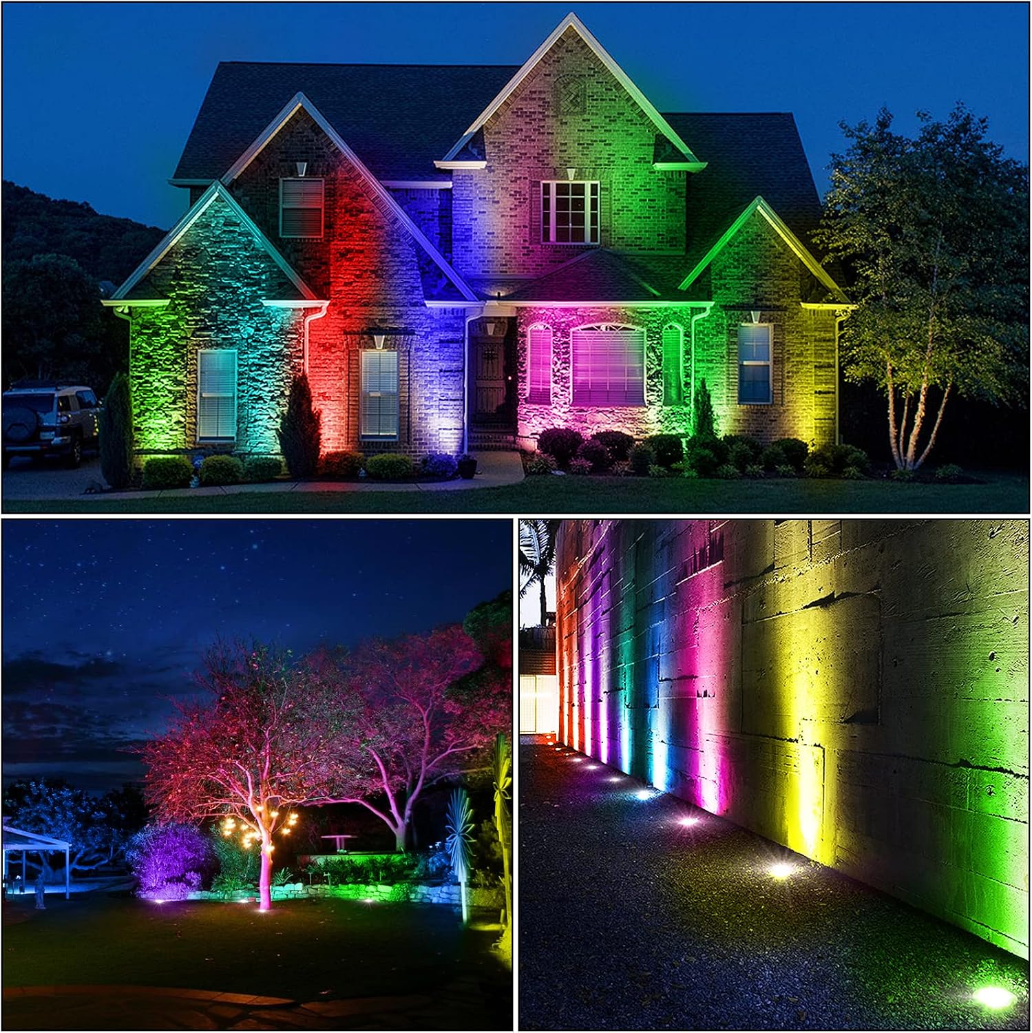 Low Voltage Landscape Lights 10W RGBW Warm White LED Well Landscape Lighting Remote Control IP67 Waterproof Outdoor 12V-24V Pathway Deck Ground Lights(10Pack with Connectors)