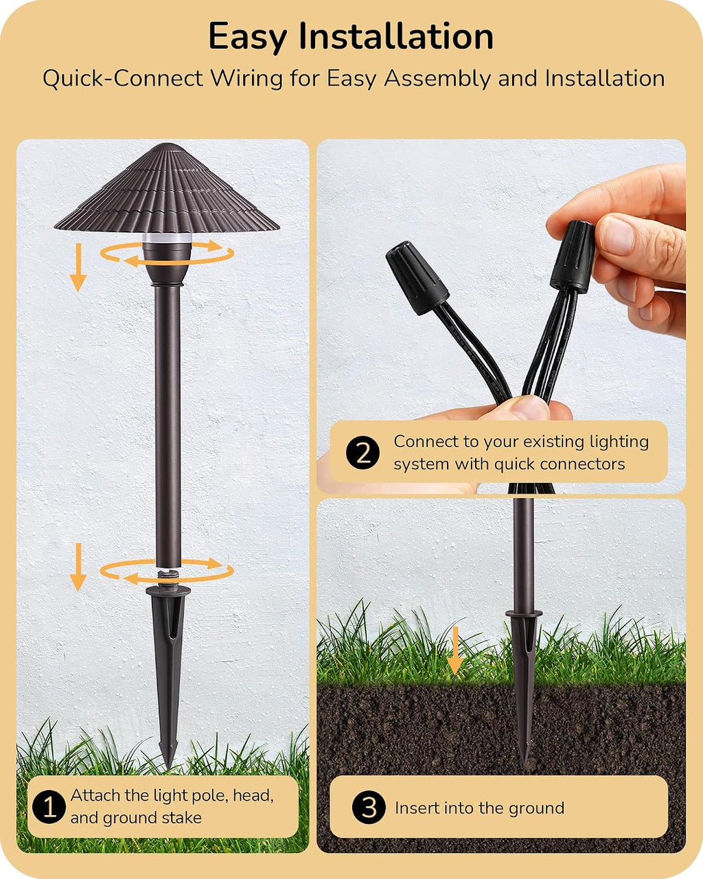 EDISHINE 5CCT Low Voltage Landscape Lights, 12 Pack 2700K-5000K LED Landscape Path Lights, 12V AC/DC 3W 160LM Die-Cast Aluminum Waterproof Outdoor Pathway Lighting for Sidewalk Garden Yard, ETL Listed