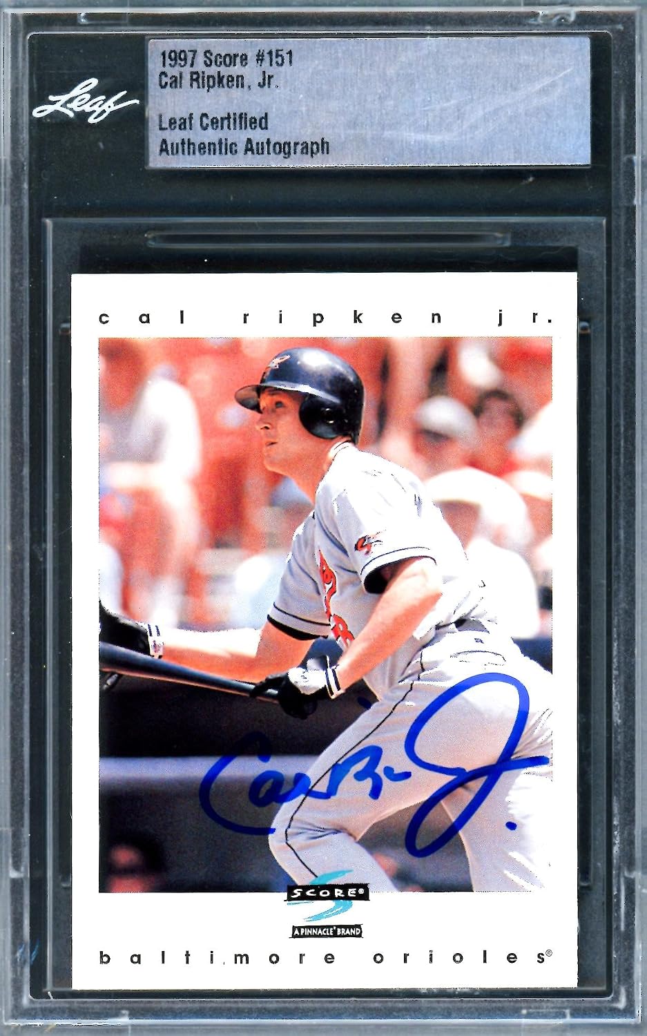 Cal Ripken Jr. Autographed 1997 Score Card #151 Baltimore Orioles Leaf SKU #243521 - MLB Autographed Baseball Cards