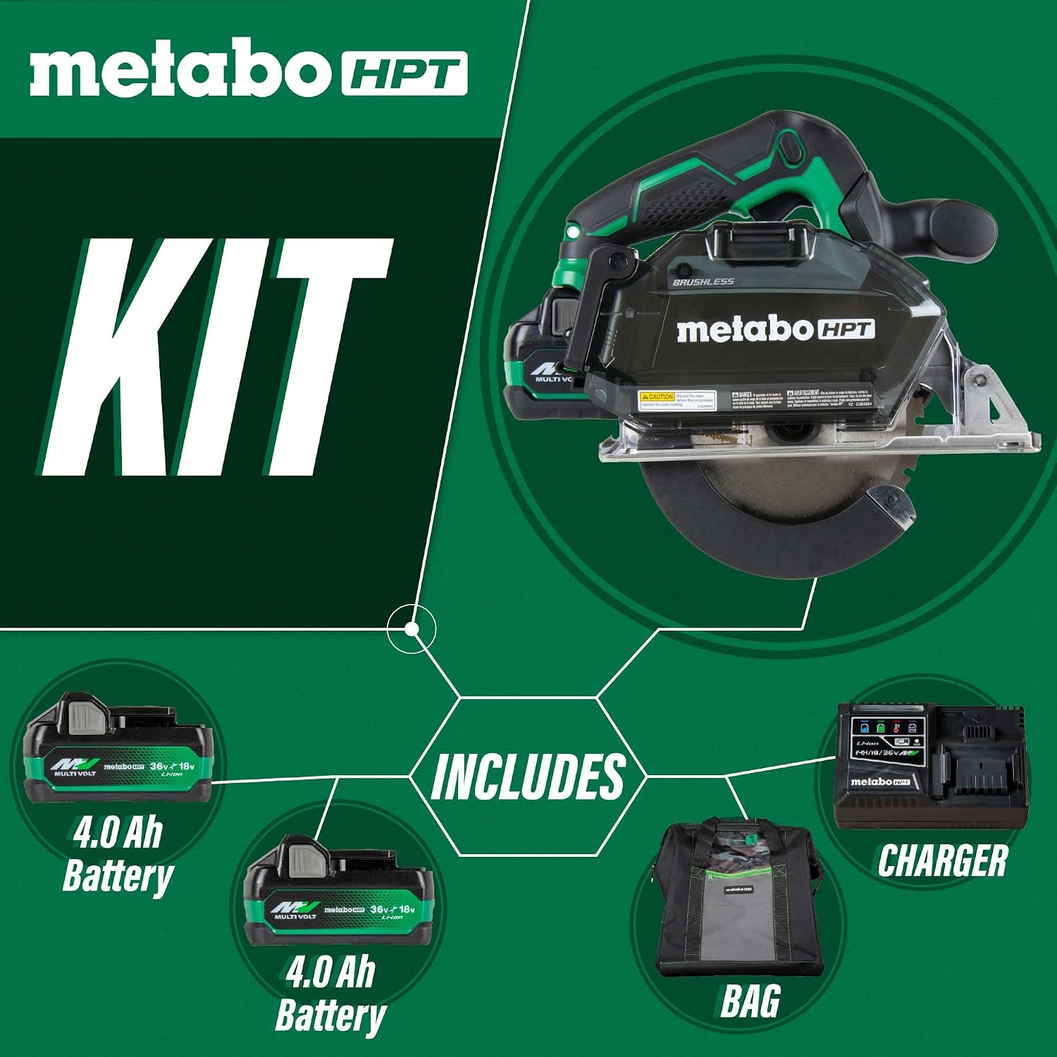 Metabo HPT 18V MultiVolt™ Cordless Circular Saw Kit | 5-3/8-Inch Metal Cutting Saw | Lifetime Tool Warranty | CD1805DB