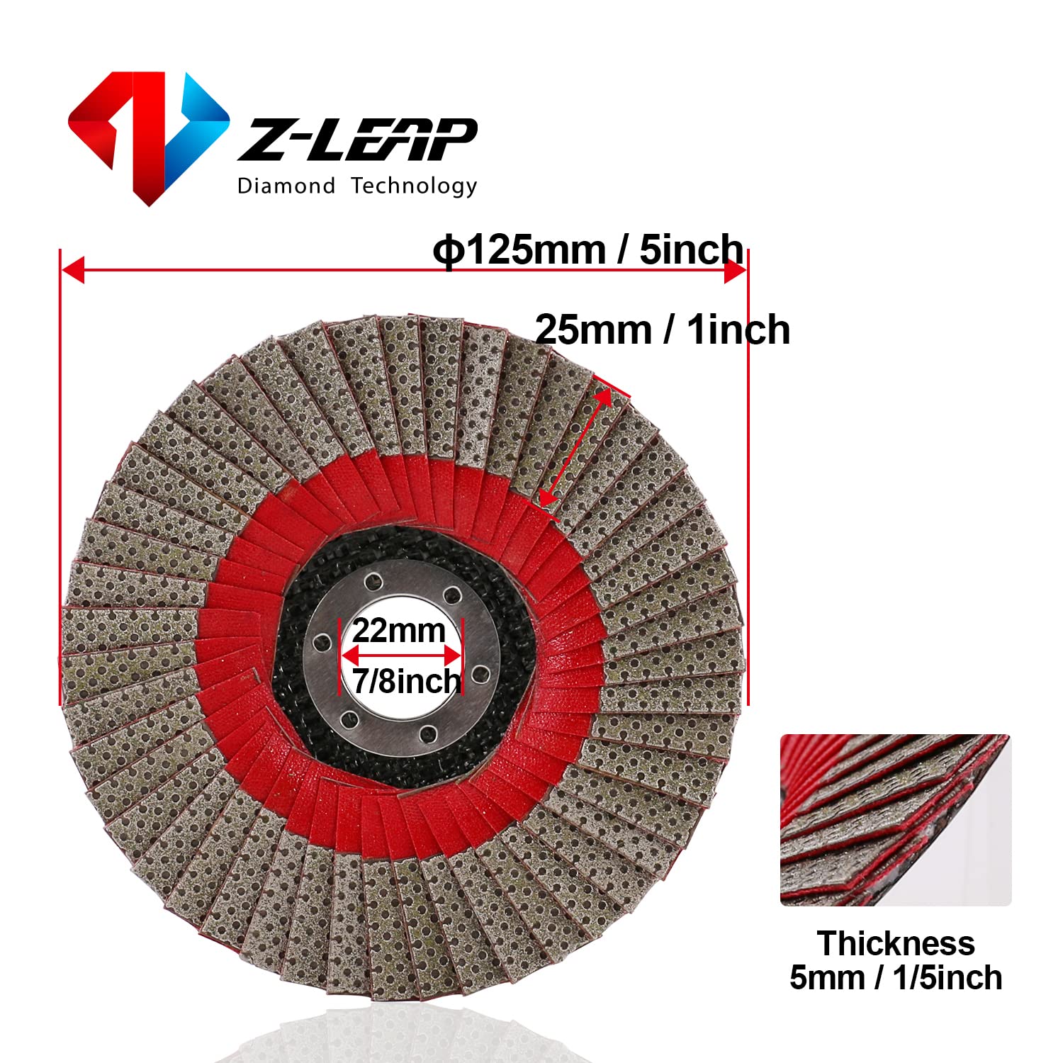 5Inch/125mm Flap Diamond Grinding Wheels Sanding Abrasive Disc for Metal Wood Stone Tile Marble Glass (4pack)